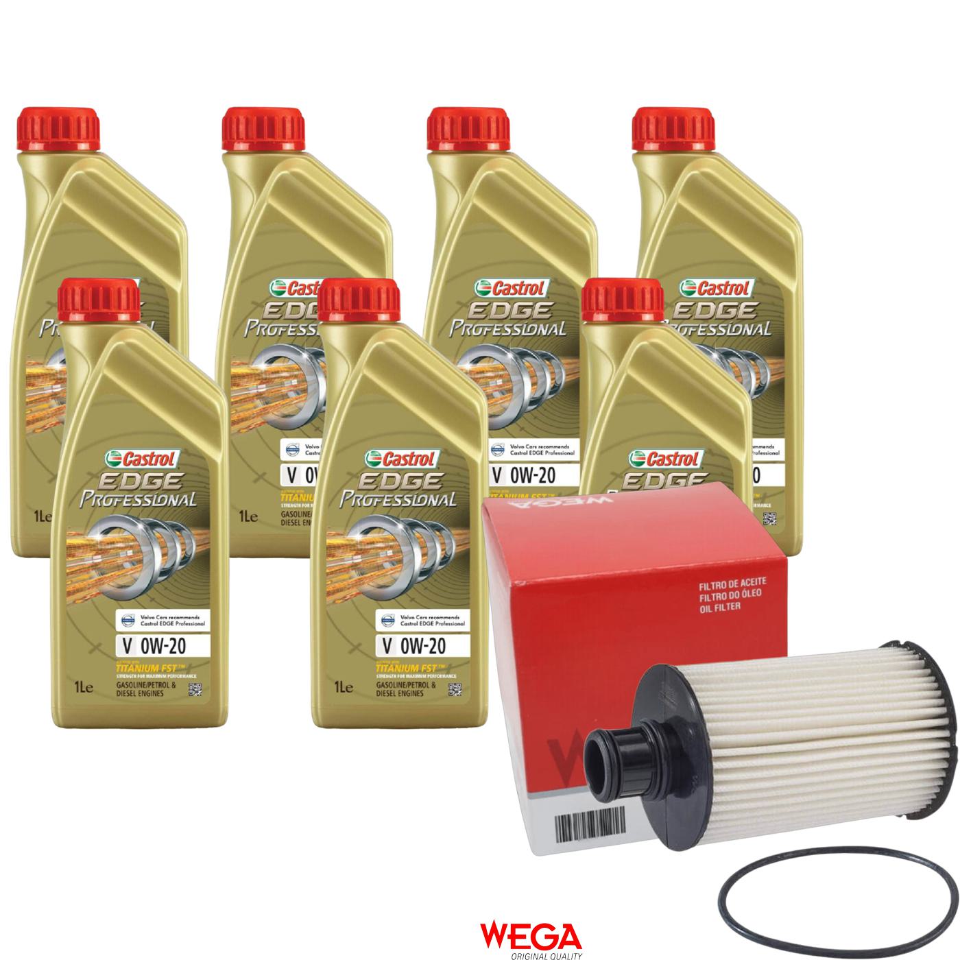 Kit Filtro e 7L Óleo Motor 0W20 Edge - Castrol / Wega - 3435230 / WOE-621 - (1)