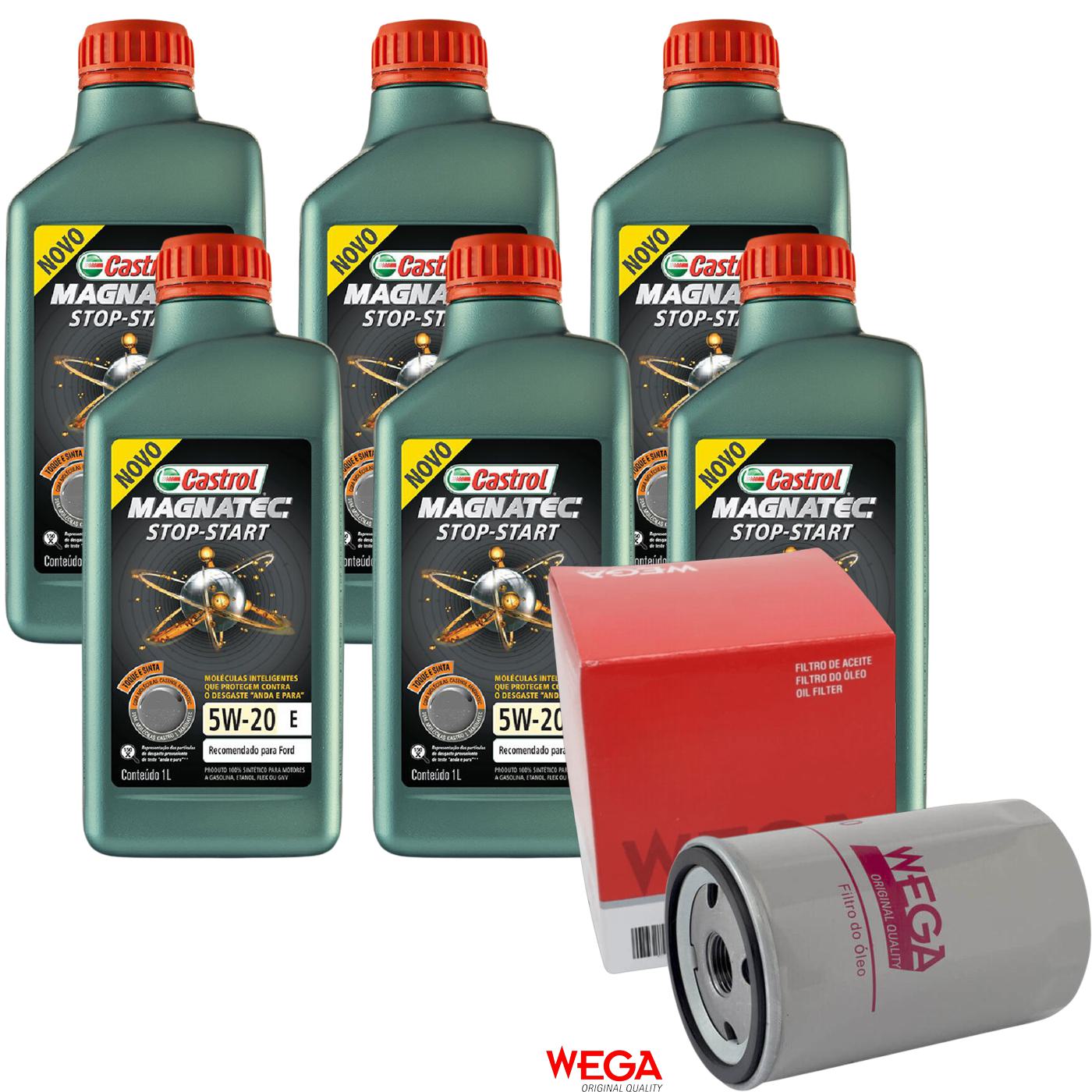 Kit Filtro e 6L Óleo Motor 5W20 Magnatec - Castrol / Wega - 3423400 / WO-180 - (1)