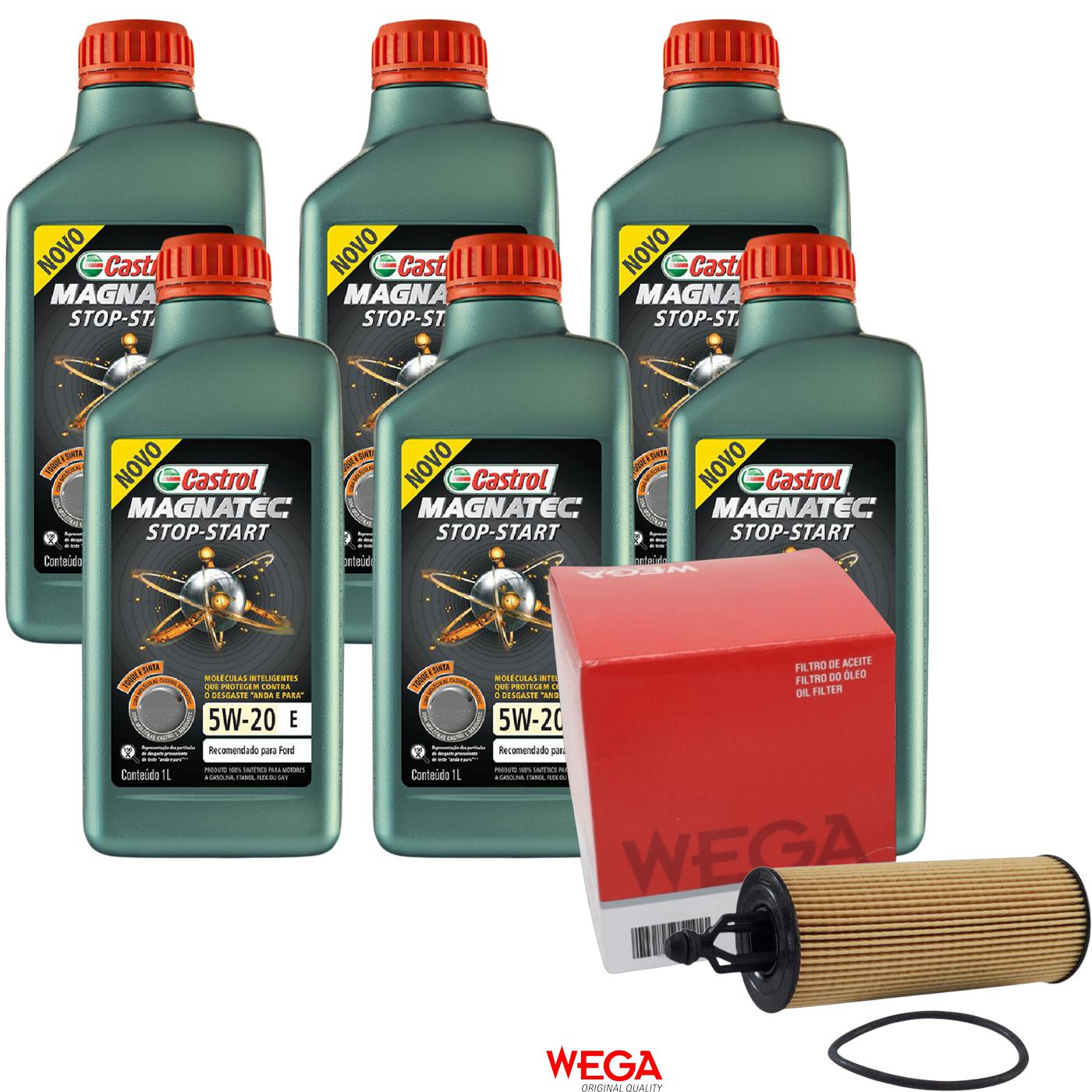 Kit Filtro e 6L Óleo Motor 5W20 Magnatec - Castrol / Wega - 3423400 / WOE-652 - (1)