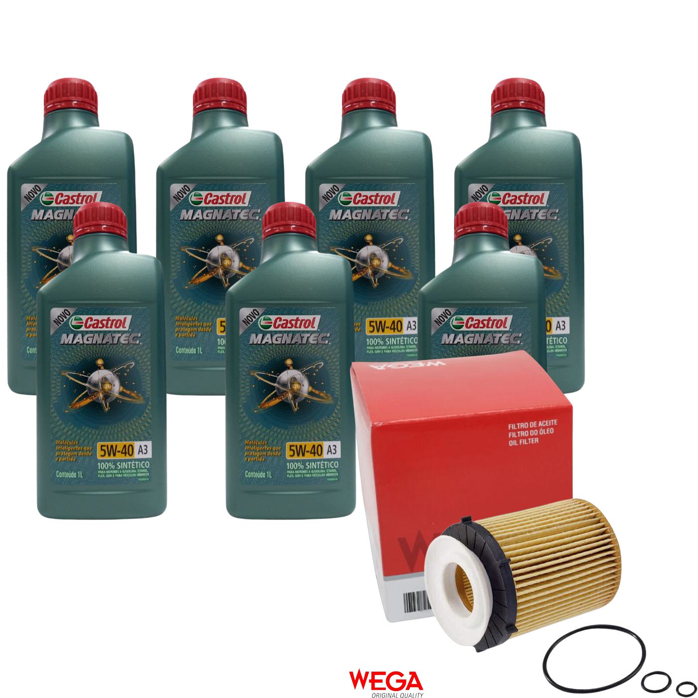 Kit Filtro e 7L Óleo Motor 5W40 Magnatec - Castrol / Wega - 3436621 / WOE-458 - (1)