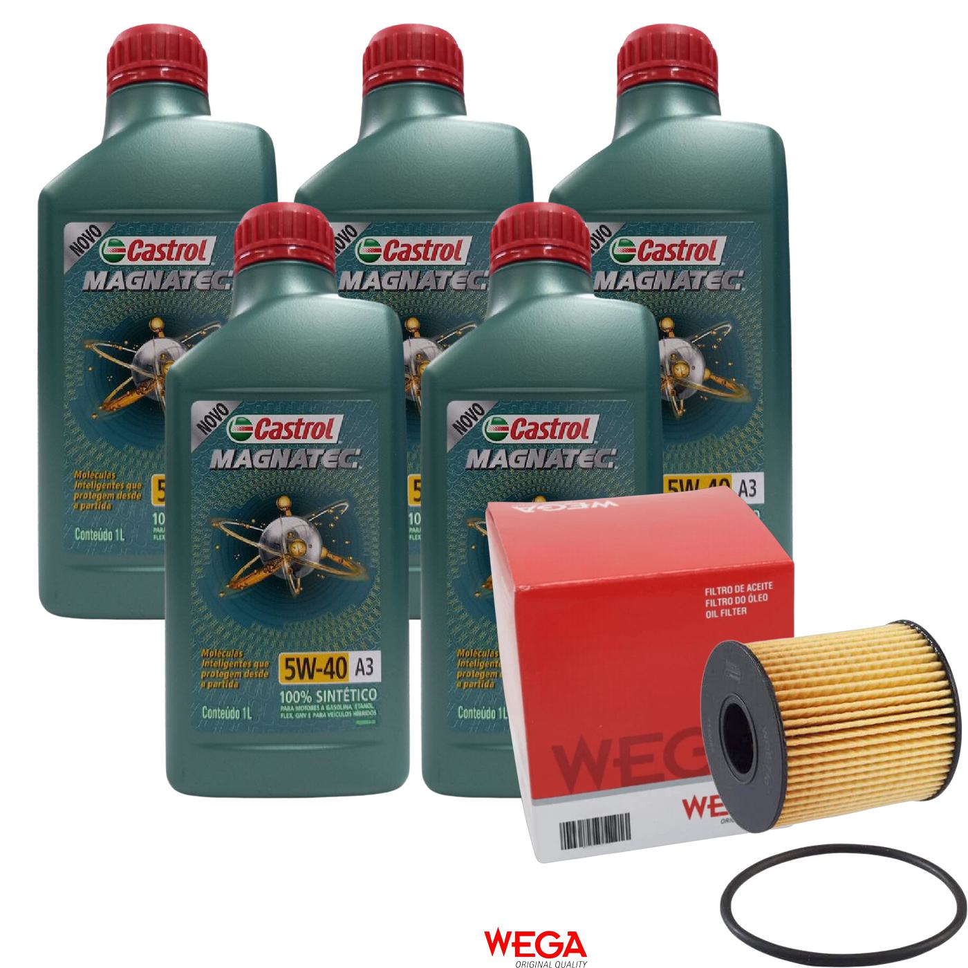 Kit Filtro e 5L Óleo Motor 5W40 Magnatec - Castrol / Wega - 3436621 / WOE-710 - (1)
