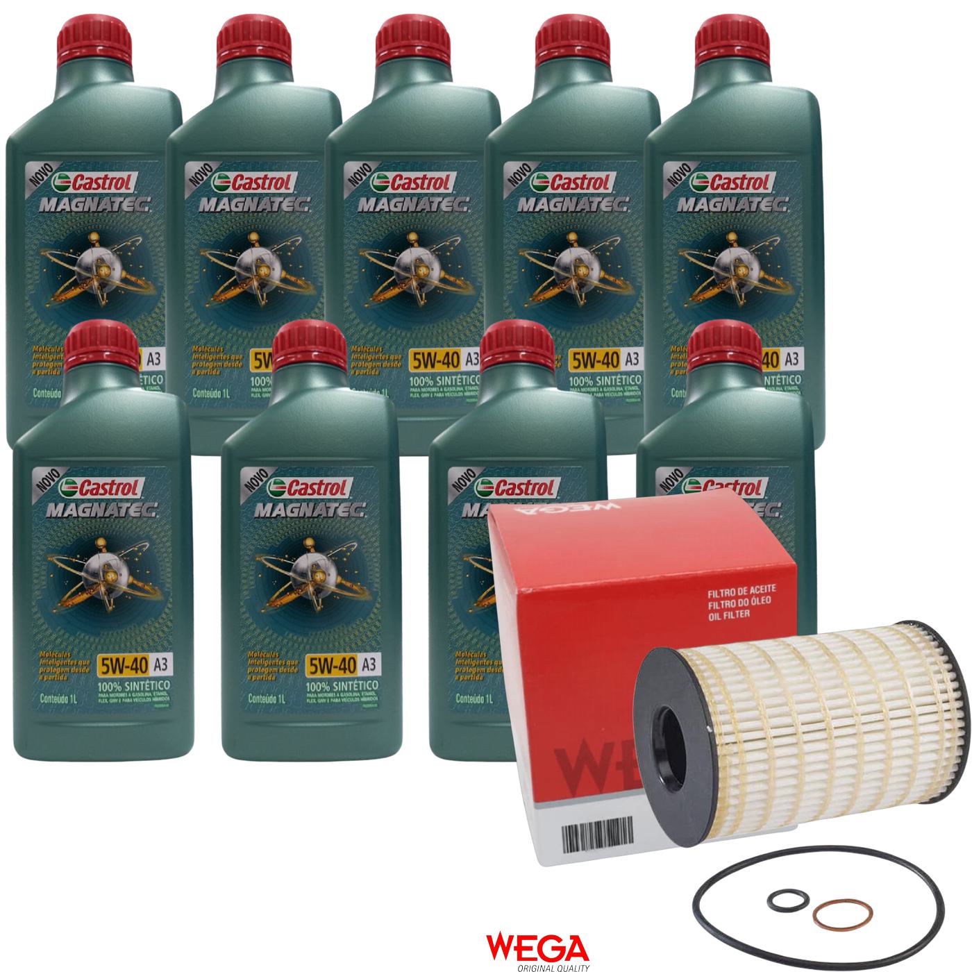 Kit Filtro e 9L Óleo Motor 5W40 Magnatec - Castrol / Wega - 3436621 / WOE-251 - (1)