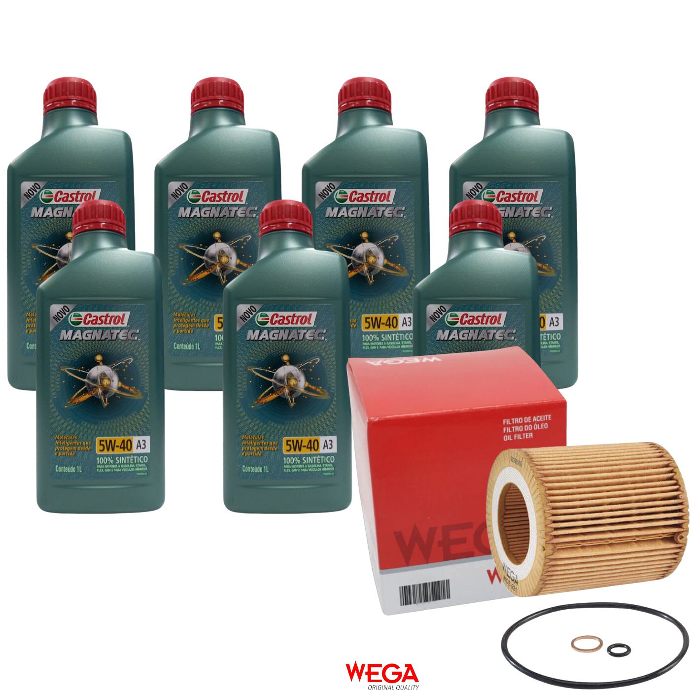 Kit Filtro e 7L Óleo Motor 5W40 Magnatec - Castrol / Wega - 3436621 / WOE-221 - (1)