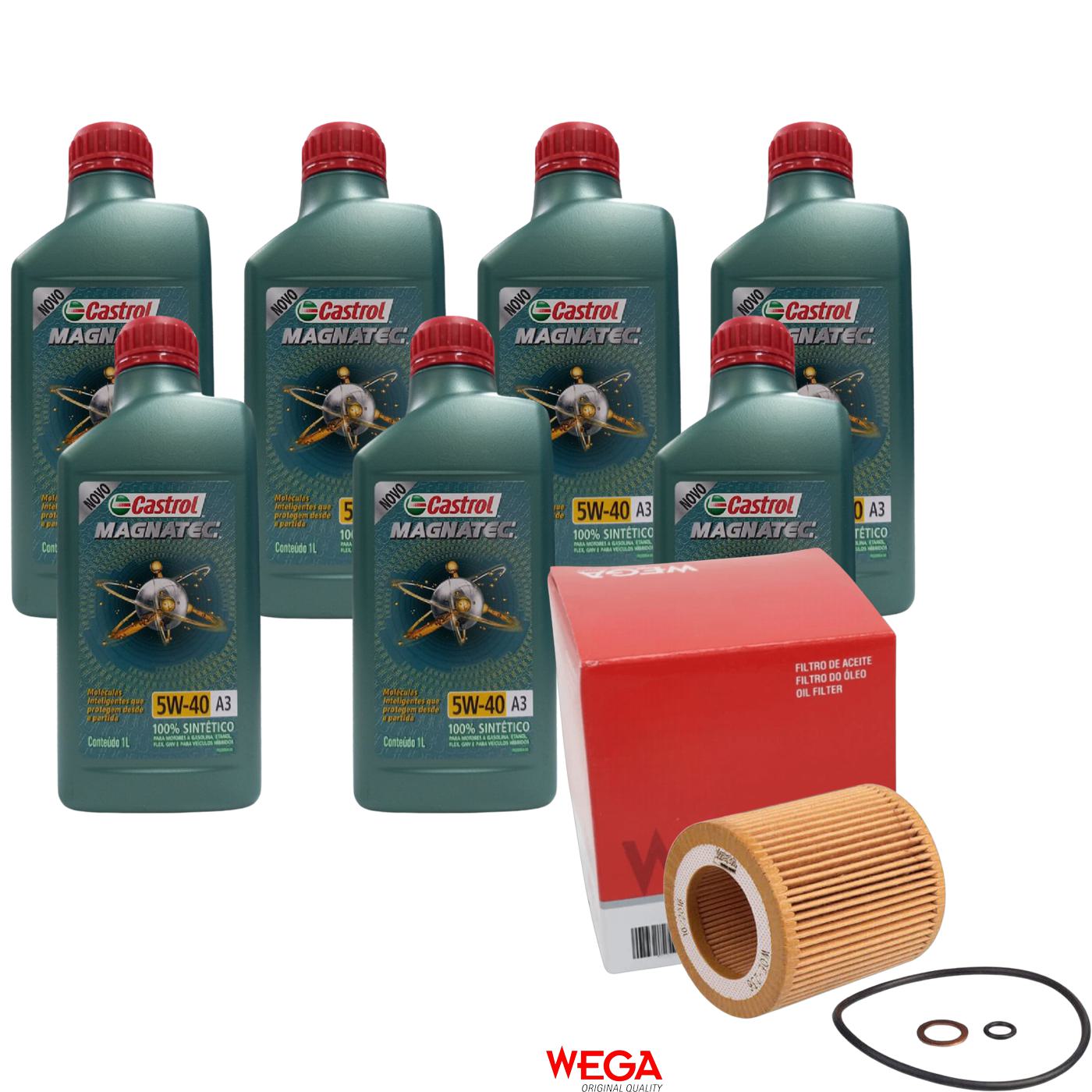 Kit Filtro e 7L Óleo Motor 5W40 Magnatec - Castrol / Wega - 3436621 / WOE-236 - (1)