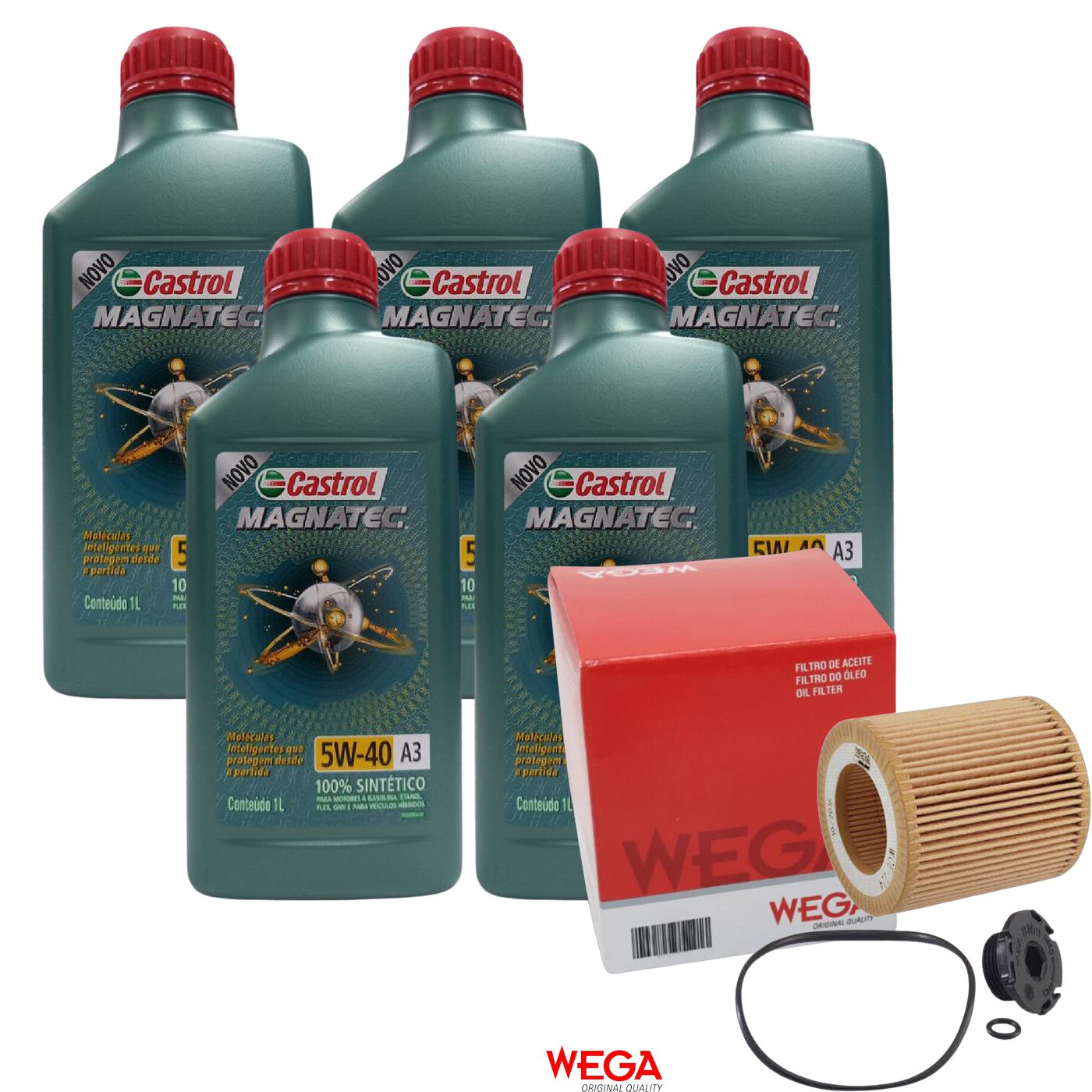 Kit Filtro e 5L Óleo Motor 5W40 Magnatec - Castrol / Wega - 3436621 / WOE-224 - (1)