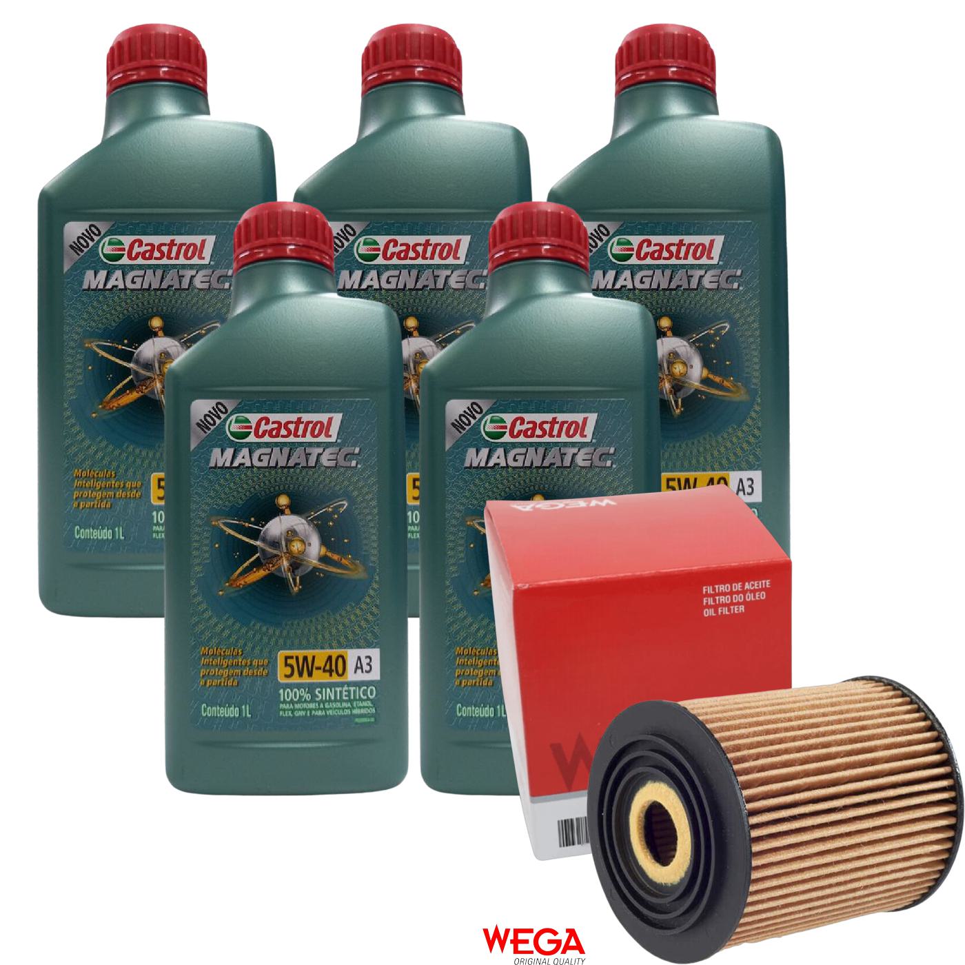Kit Filtro e 5L Óleo Motor 5W40 Magnatec - Castrol / Wega - 3436621 / WOE-912 - (1)