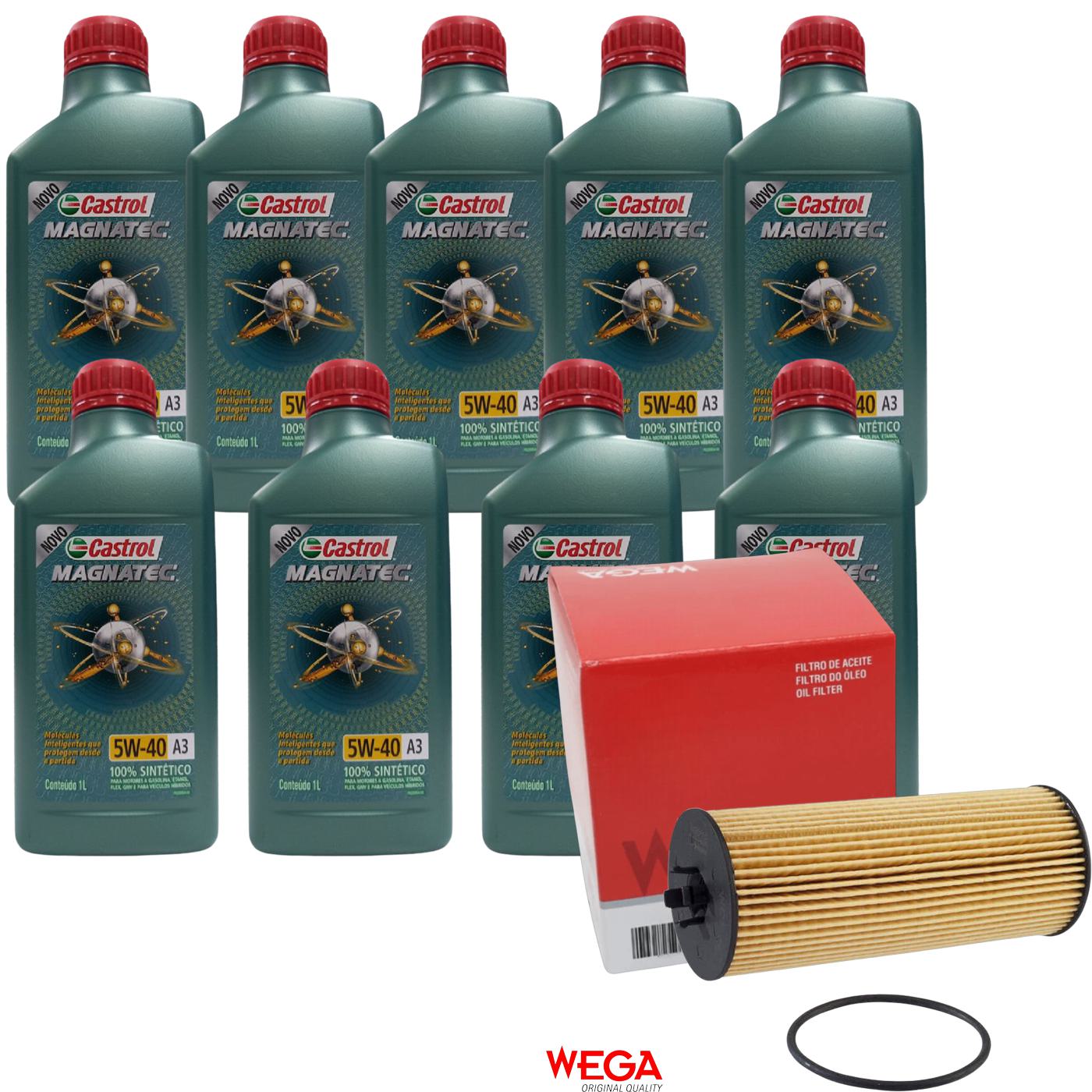 Kit Filtro e 9L Óleo Motor 5W40 Magnatec - Castrol / Wega - 3436621 / WOE-457 - (1)