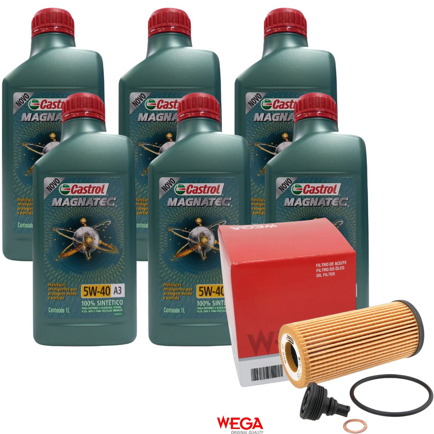 Kit Filtro e 6L Óleo Motor 5W40 Magnatec - Castrol / Wega - 3436621 / WOE-238 - (1)