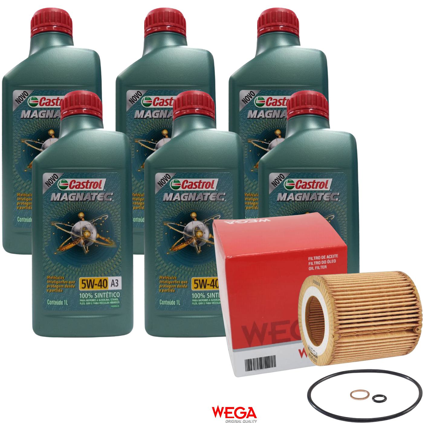 Kit Filtro e 6L Óleo Motor 5W40 Magnatec - Castrol / Wega - 3436621 / WOE-221 - (1)