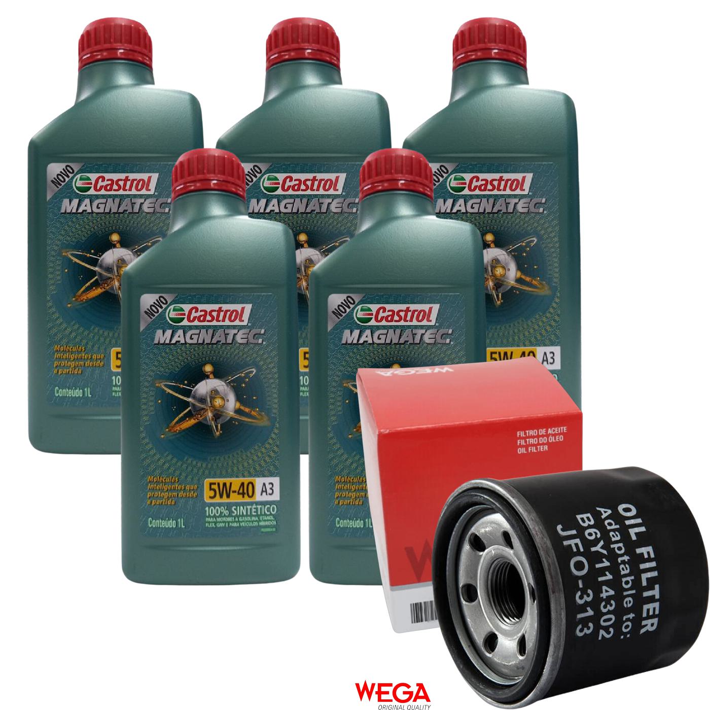 Kit Filtro e 5L Óleo Motor 5W40 Magnatec - Castrol / Wega - 3436621 / JFO-0313 - (1)