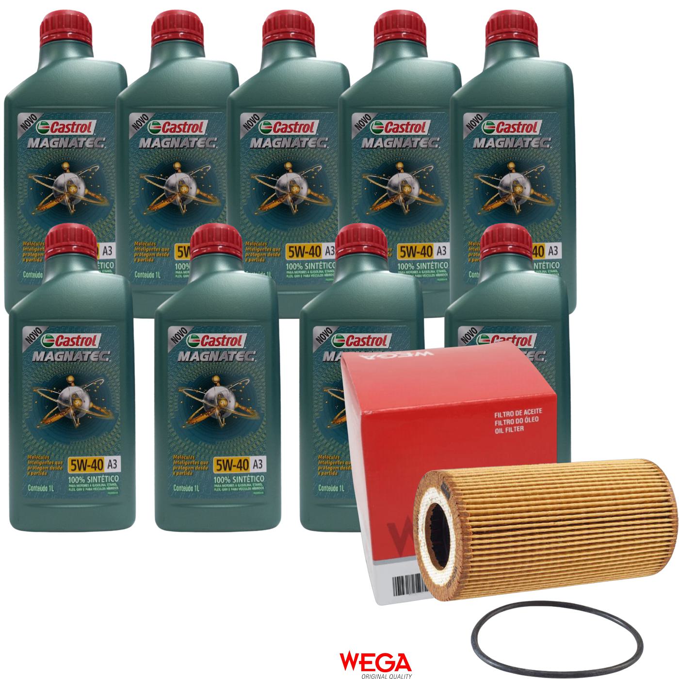 Kit Filtro e 9L Óleo Motor 5W40 Magnatec - Castrol / Wega - 3436621 / WOE-631 - (1)