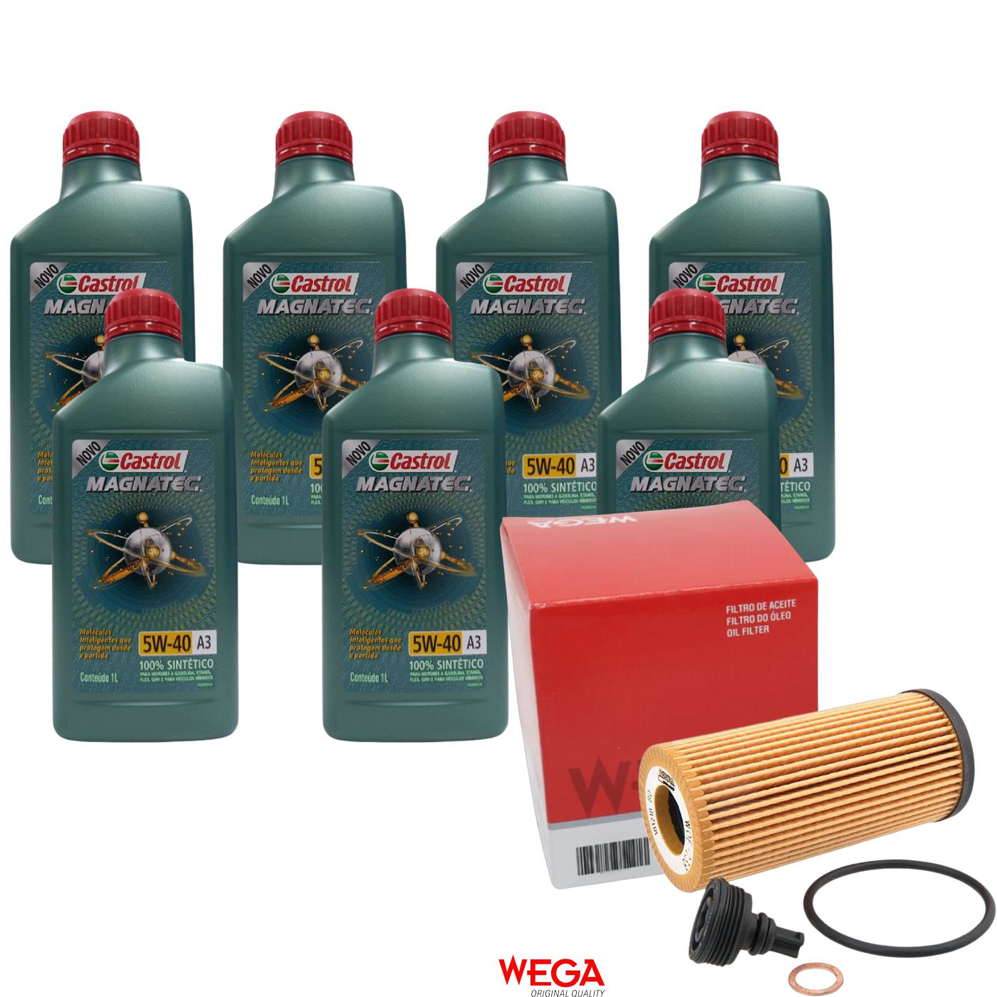 Kit Filtro e 7L Óleo Motor 5W40 Magnatec - Castrol / Wega - 3436621 / WOE-238 - (1)