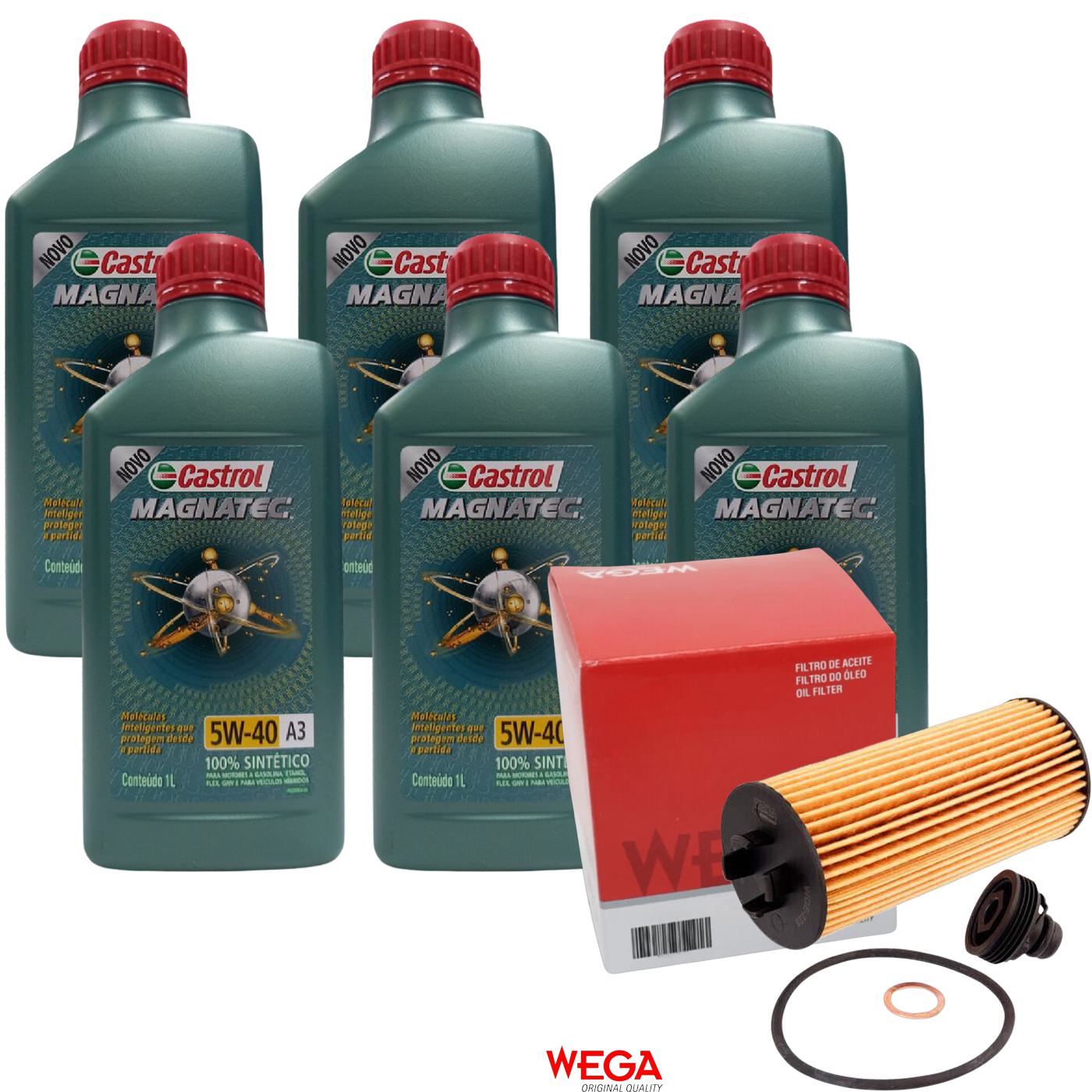 Kit Filtro e 6L Óleo Motor 5W40 Magnatec - Castrol / Wega - 3436621 / WOE-226 - (1)