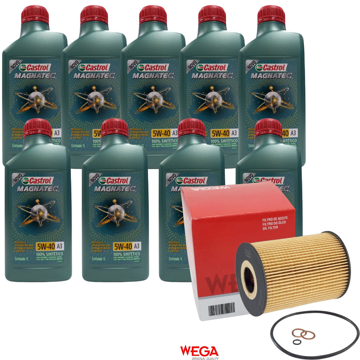 Kit Filtro e 9L Óleo Motor 5W40 Magnatec - Castrol / Wega - 3436621 / WOE-403 - (1)