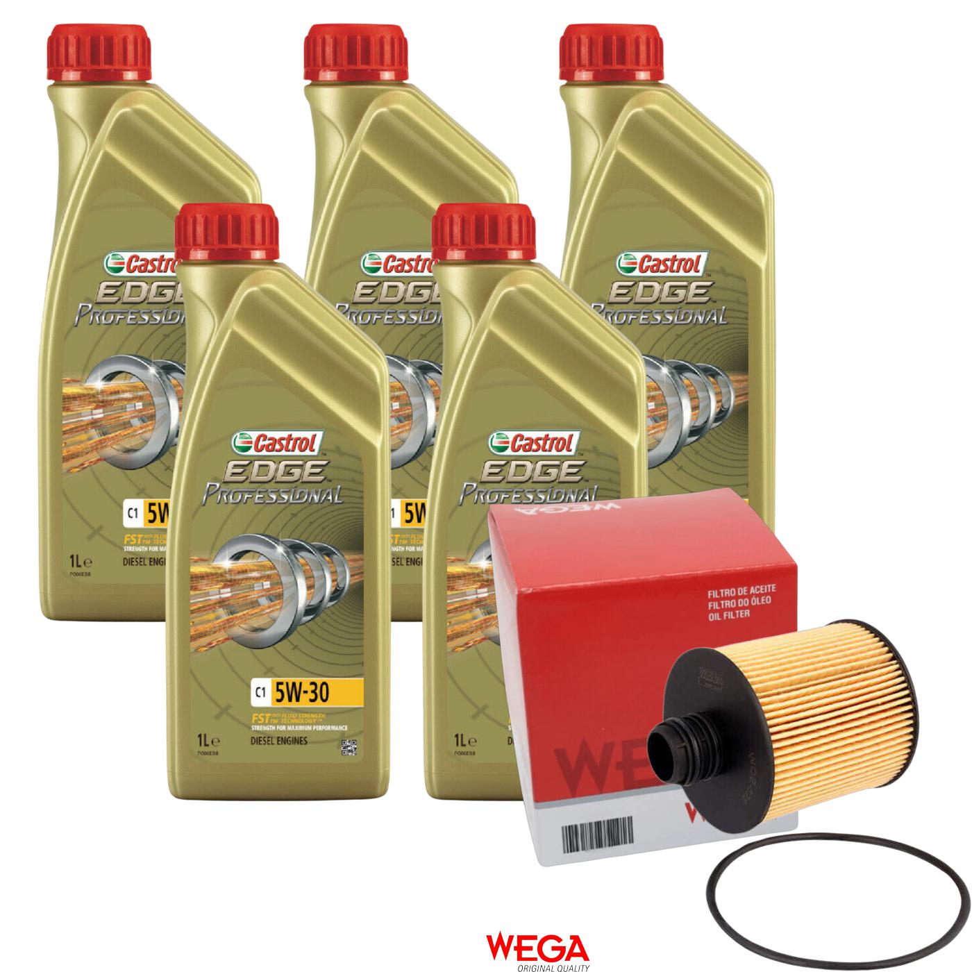 Kit Filtro e 5L Óleo Motor 5W30 Edge - Castrol / Wega - 3435580 / WOE-626 - (1)