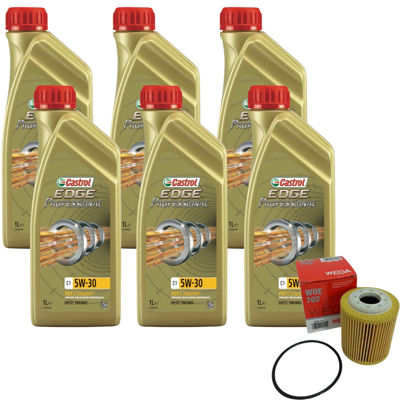 Kit Filtro e 6L Óleo Motor 5W30 Edge - Castrol / Wega - 3435580 / WOE-702 - (1)