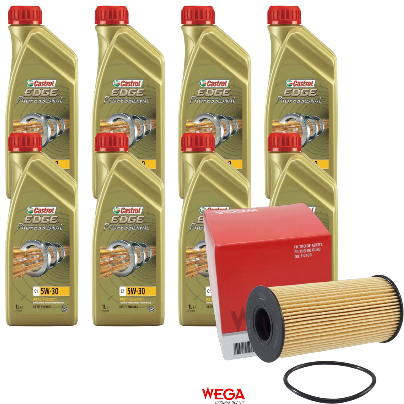 Kit Filtro e 8L Óleo Motor 5W30 Edge - Castrol / Wega - 3435580 / WOE-505 - (1)