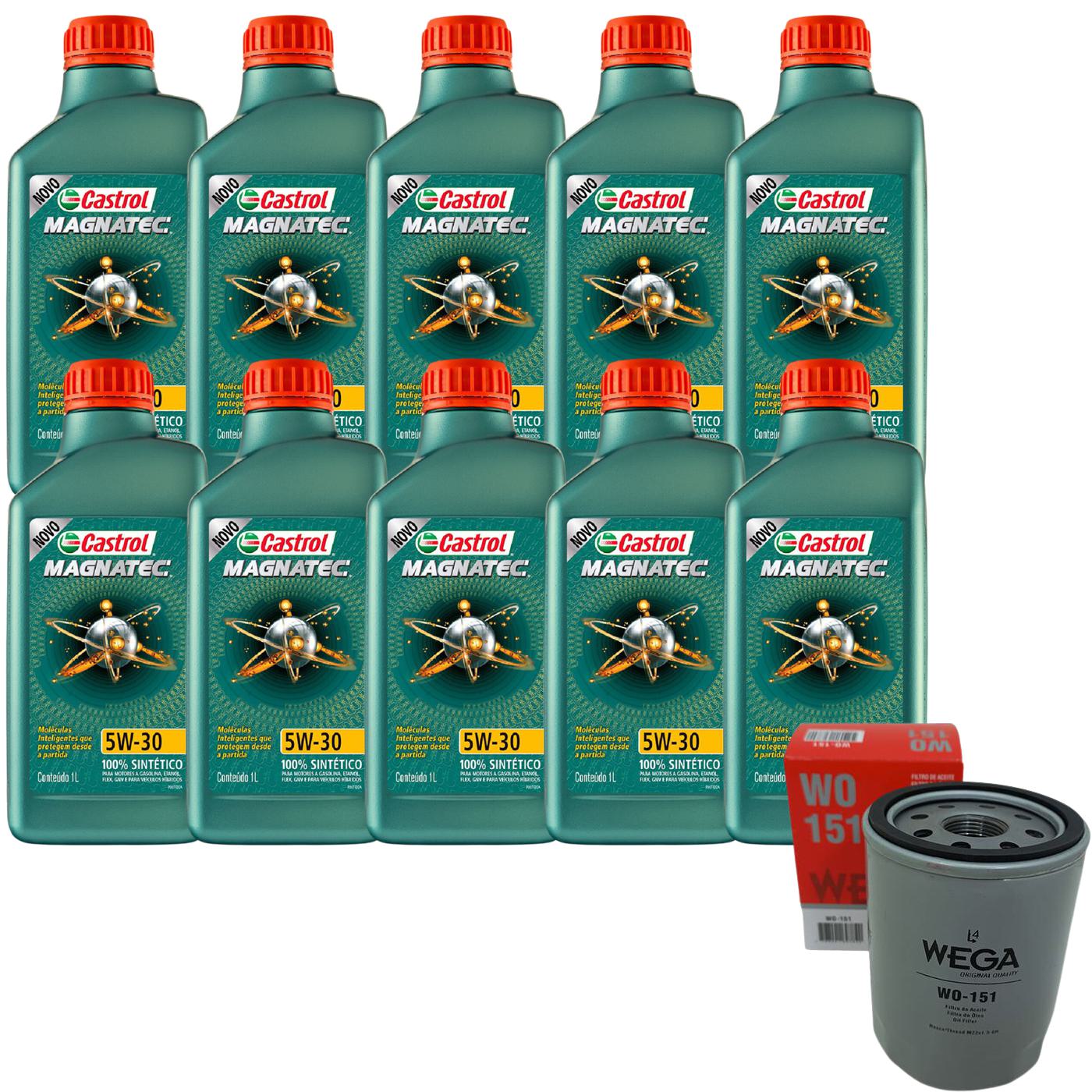 Kit Filtro e 10L Óleo Motor 5W30 Magnatec - Castrol / Wega - 3434565 / WO-151 - (1)