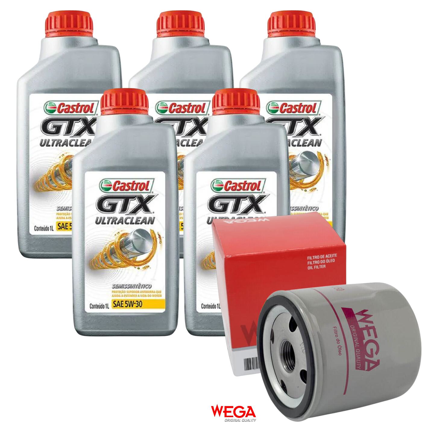 Kit Filtro e 5L Óleo Motor 5W30 GTX - Castrol / Wega - 3435995 / WO-150 - (1)