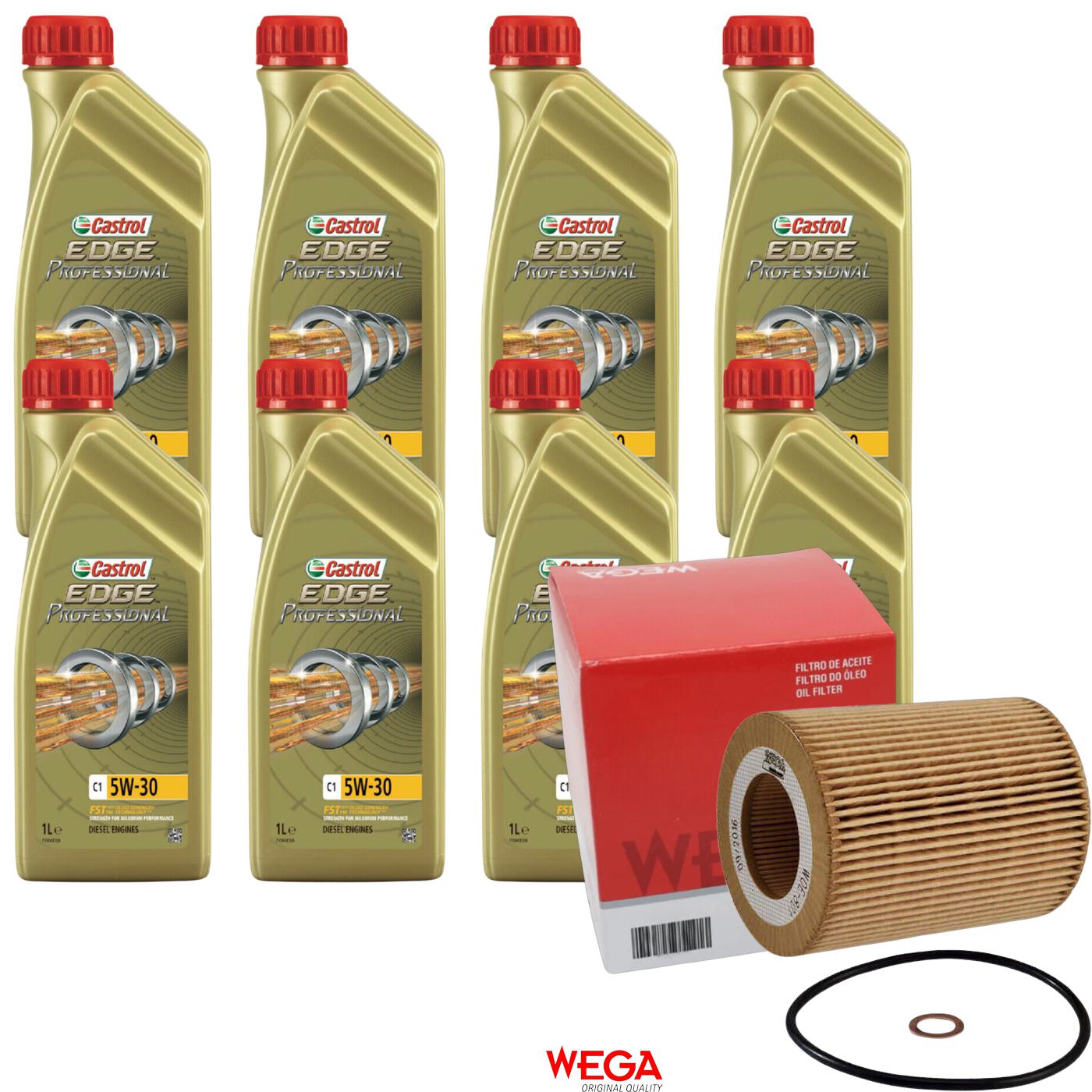 Kit Filtro e 8L Óleo Motor 5W30 Edge - Castrol / Wega - 3435580 / WOE-801 - (1)