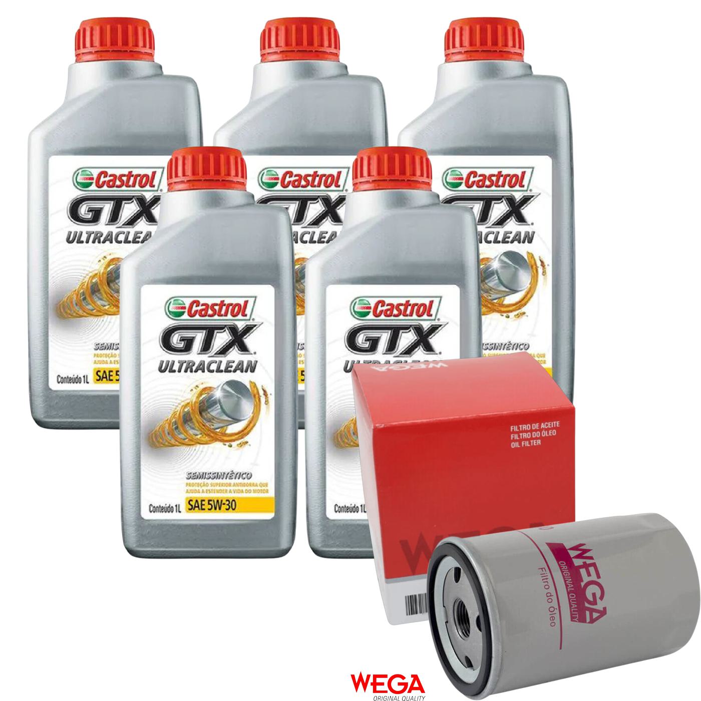 Kit Filtro e 5L Óleo Motor 5W30 GTX - Castrol / Wega - 3435995 / WO-180 - (1)
