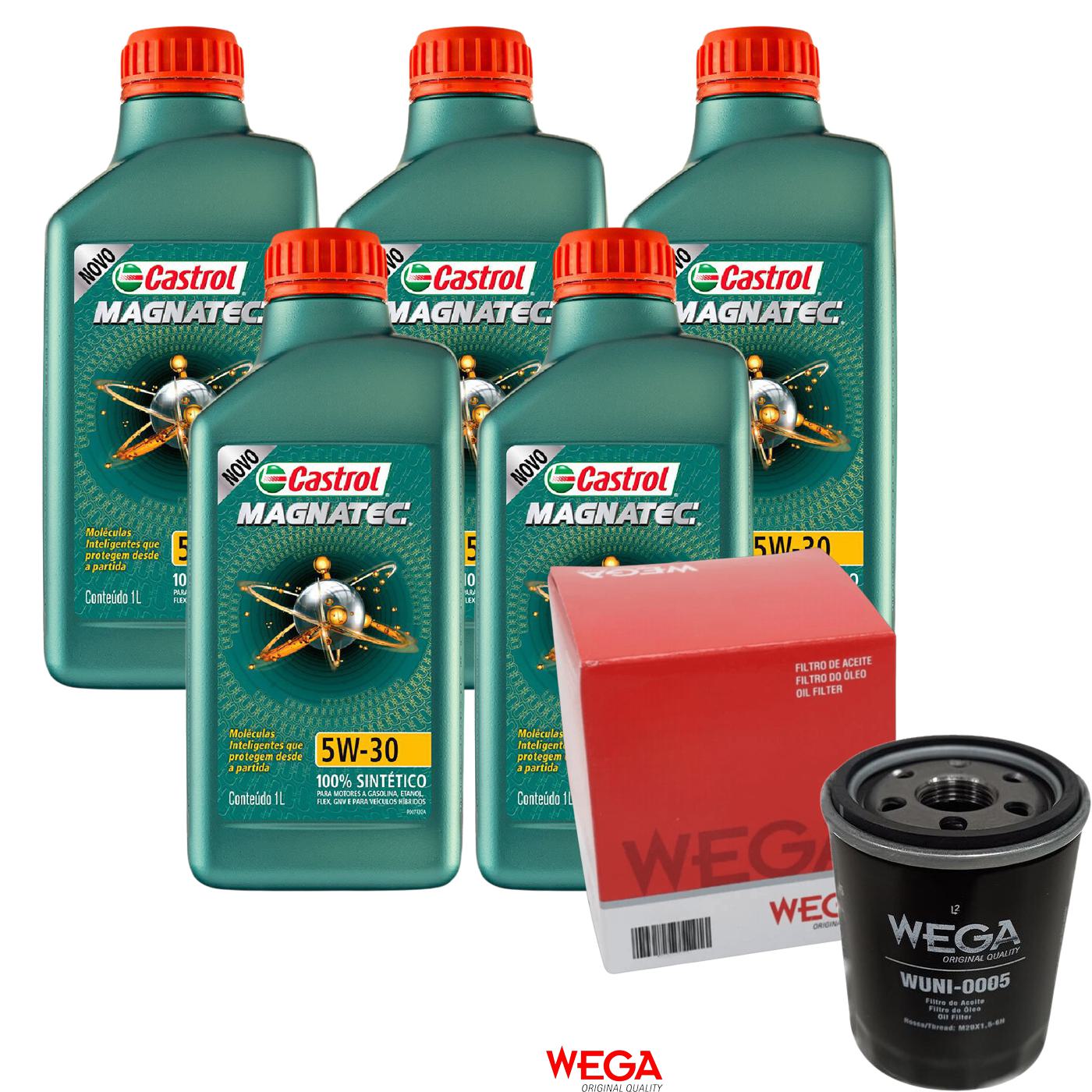 Kit Filtro e 5L Óleo Motor 5W30 Magnatec - Castrol / Wega - 3434565 / WUNI-0005 - (1)