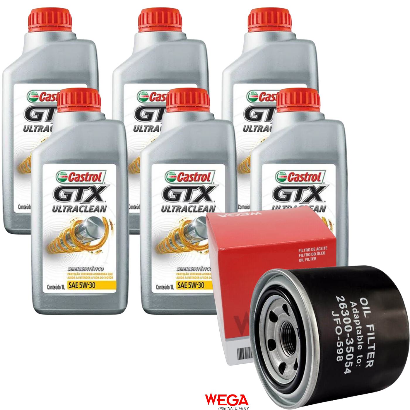 Kit Filtro e 6L Óleo Motor 5W30 GTX - Castrol / Wega - 3435995 / JFO-0598 - (1)