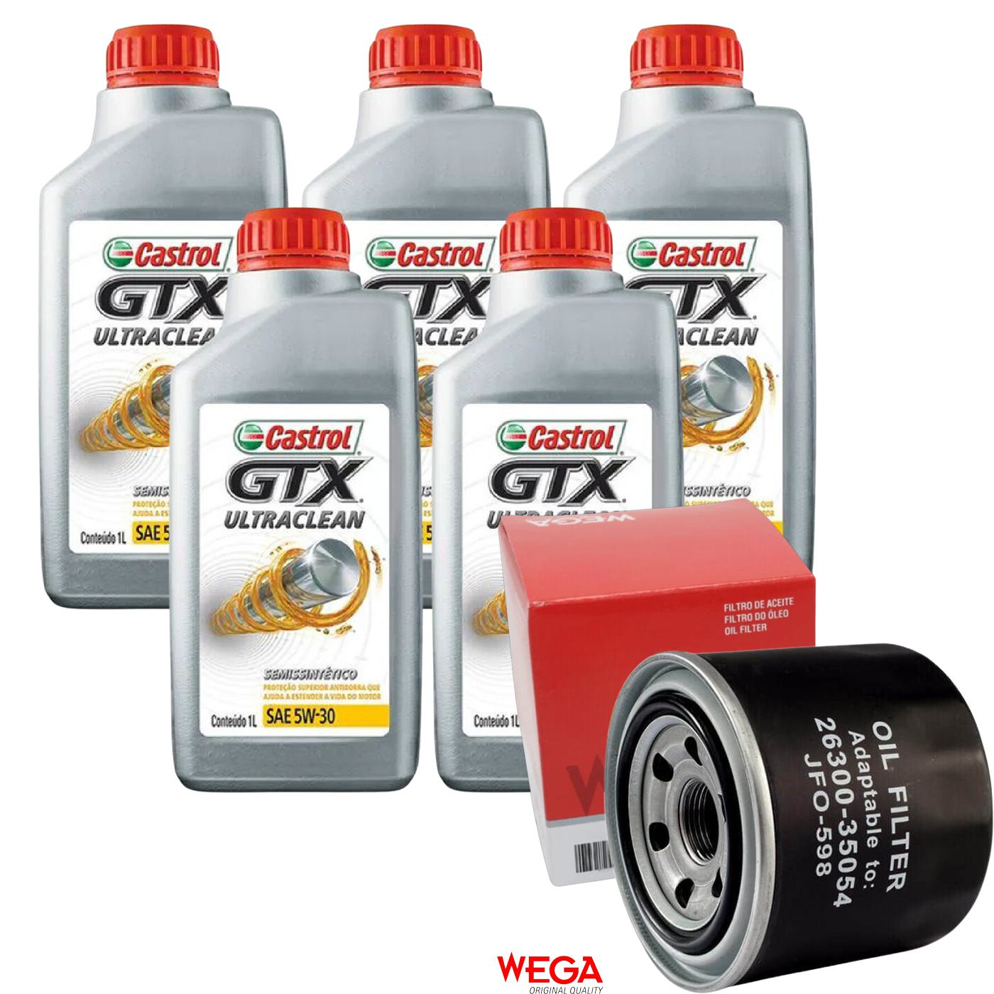 Kit Filtro e 5L Óleo Motor 5W30 GTX - Castrol / Wega - 3435995 / JFO-0598 - (1)