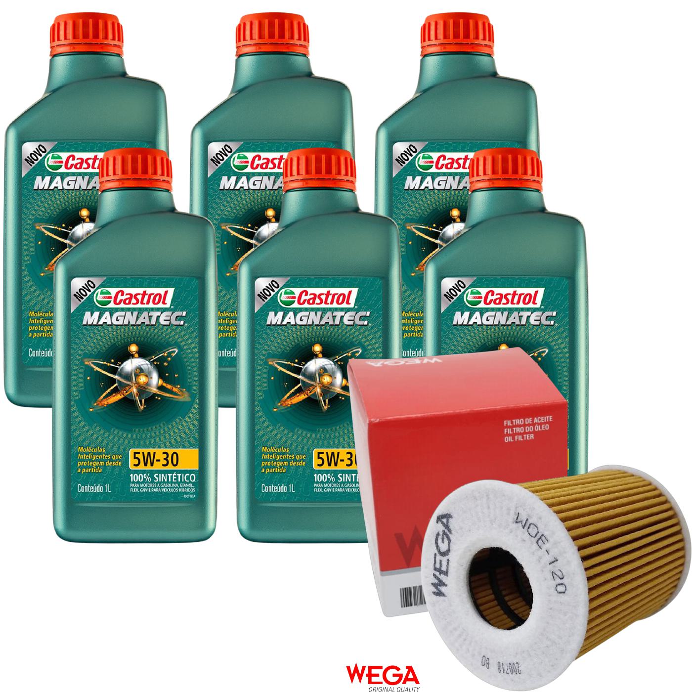Kit Filtro e 6L Óleo Motor 5W30 Magnatec - Castrol / Wega - 3434565 / WOE-120 - (1)