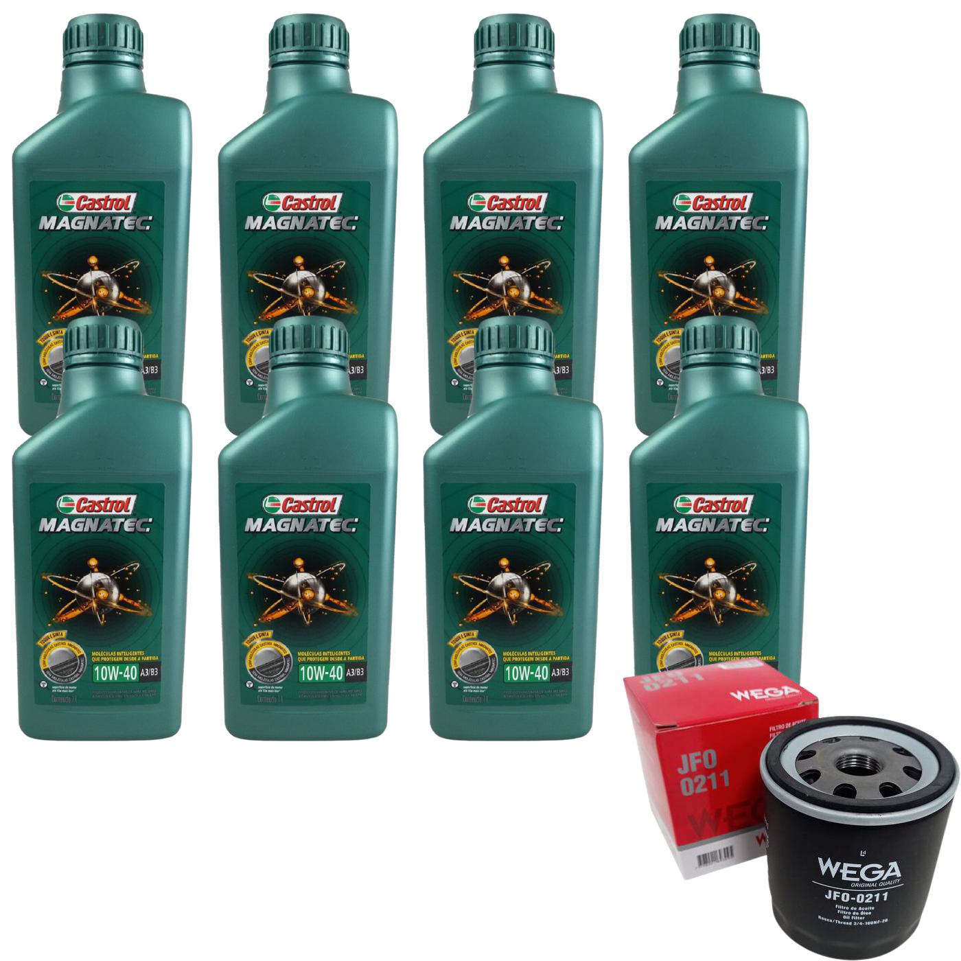 Kit Filtro e 8L Óleo Motor 10W40 Magnatec - Castrol / Wega - 3438392 / JFO-0211 - (1)
