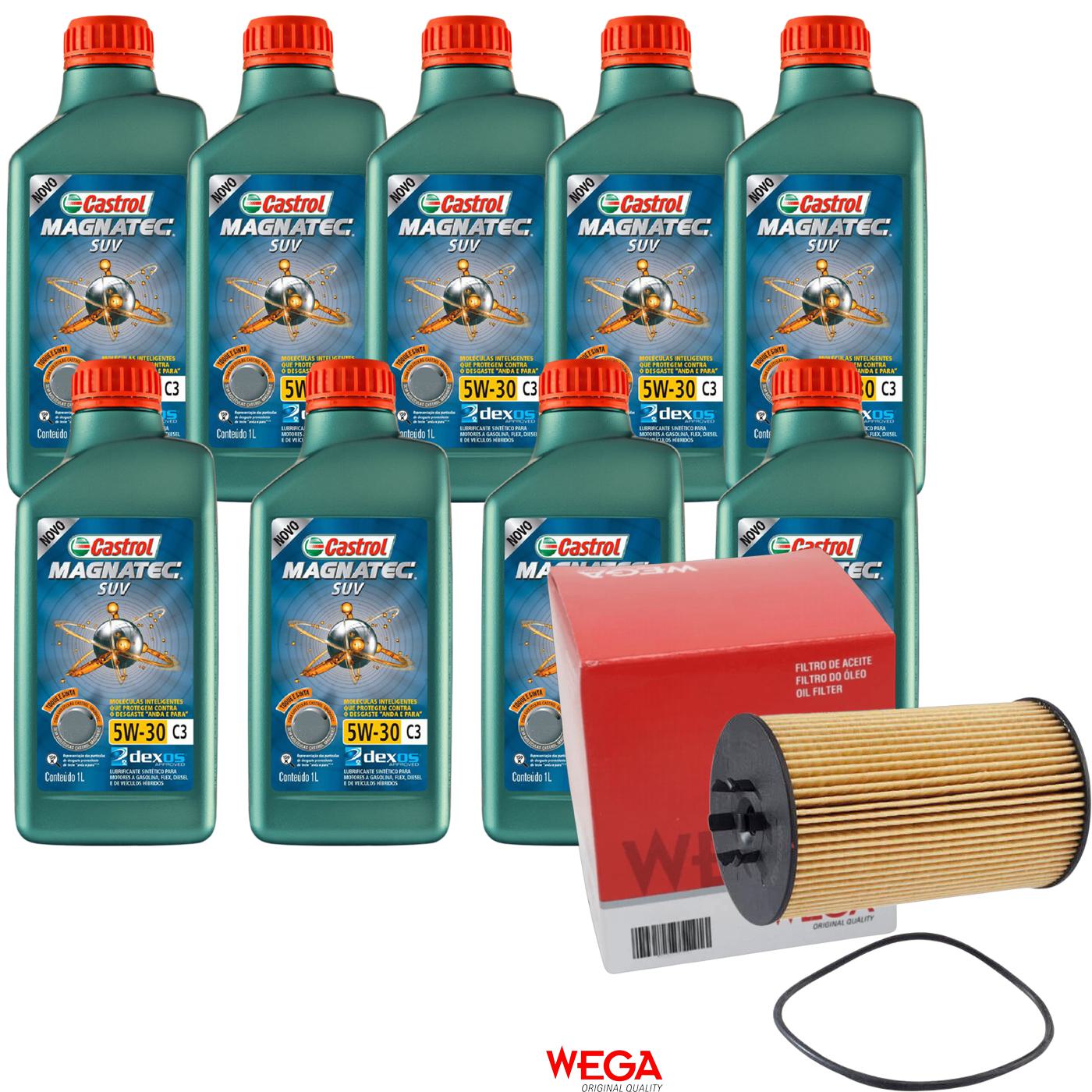 Kit Filtro e 9L Óleo Motor 5W30 Magnatec - Castrol / Wega - 3430831 / WOE-453 - (1)