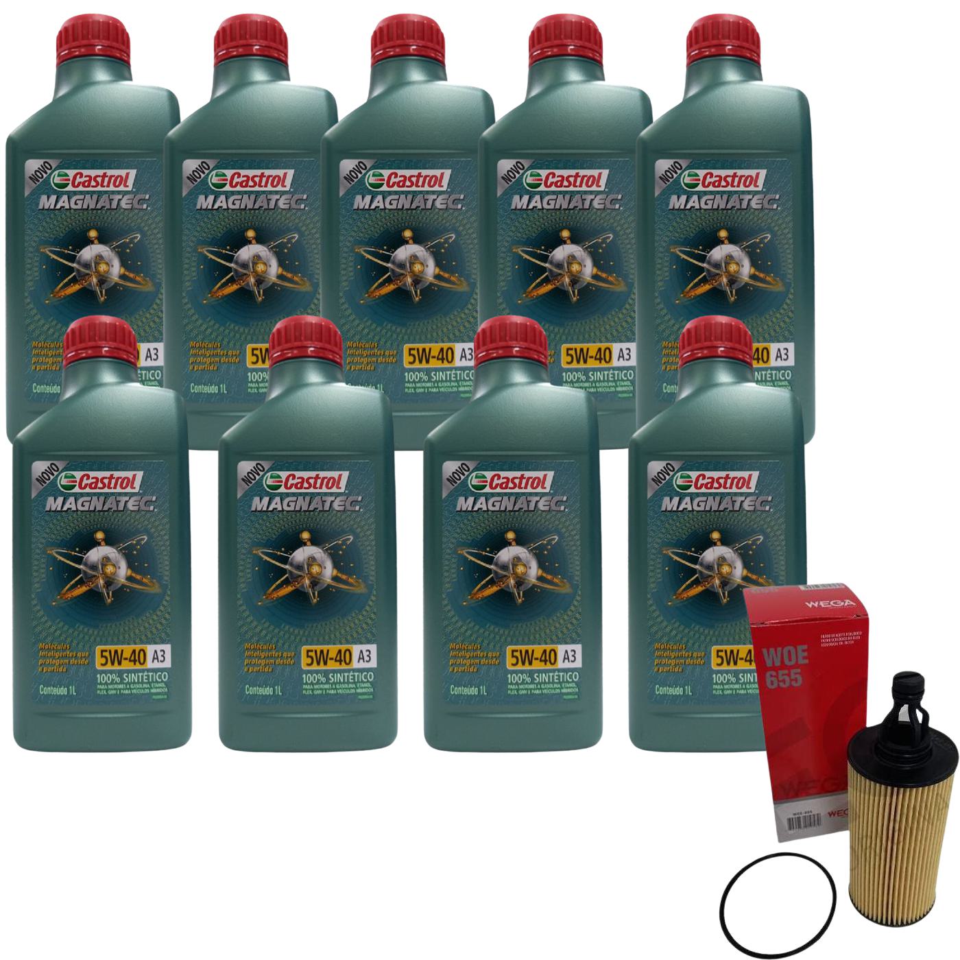 Kit Filtro e 9L Óleo Motor 5W40 Magnatec - Castrol / Wega - 3436621 / WOE-655 - (1)