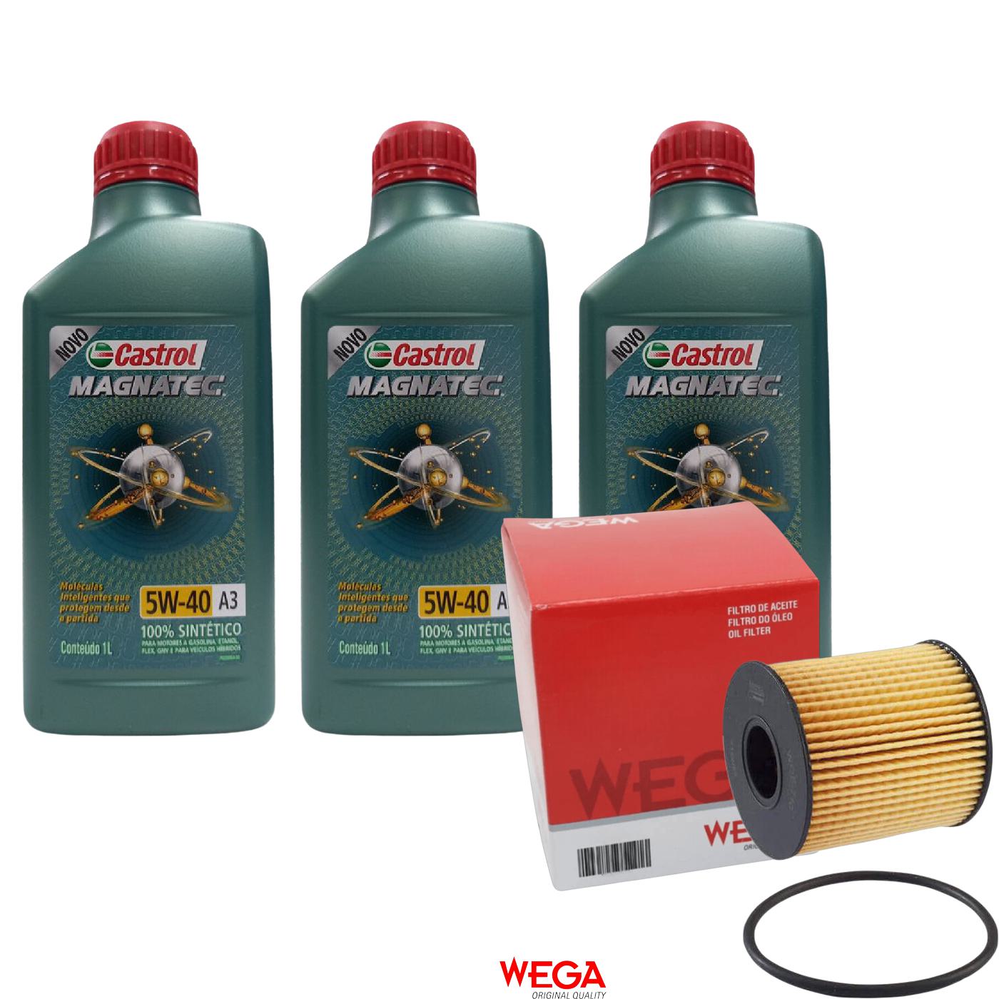 Kit Filtro e 3L Óleo Motor 5W40 Magnatec - Castrol / Wega - 3436621 / WOE-710 - (1)
