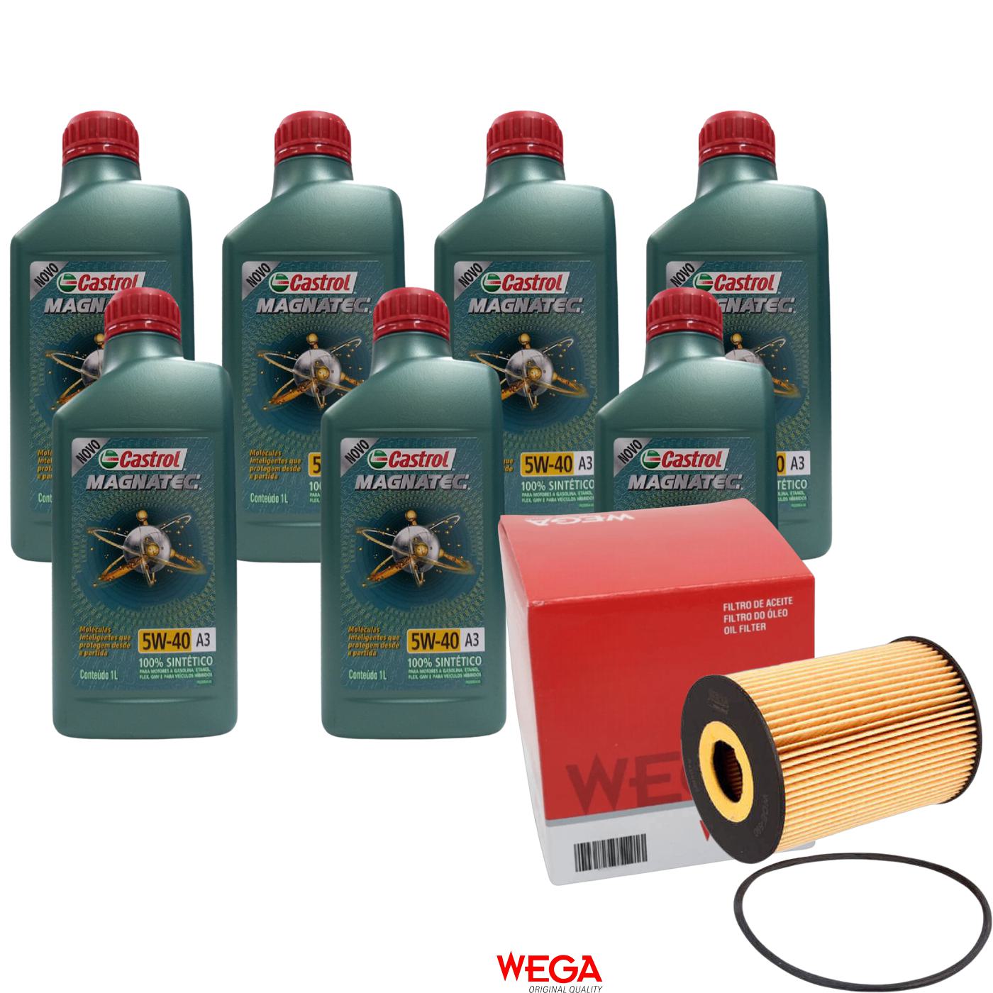 Kit Filtro e 7L Óleo Motor 5W40 Magnatec - Castrol / Wega - 3436621 / WOE-890 - (1)