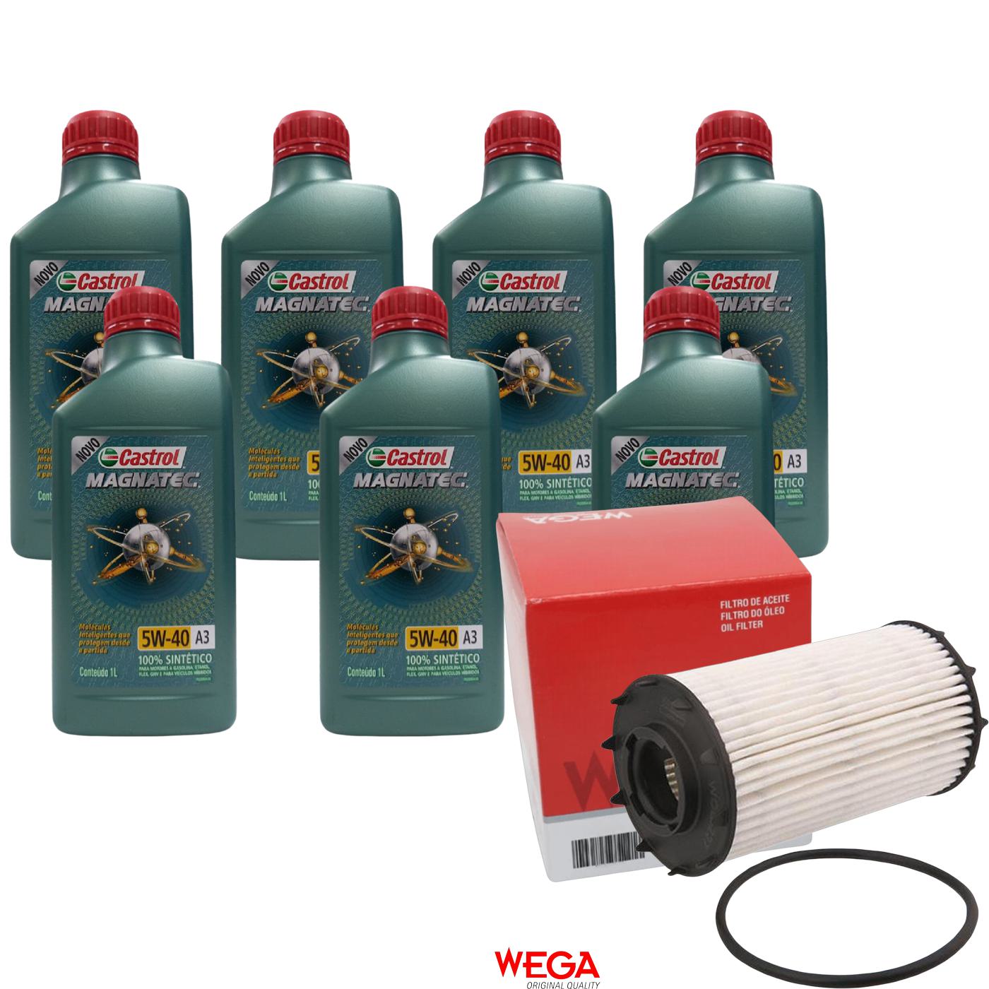 Kit Filtro e 7L Óleo Motor 5W40 Magnatec - Castrol / Wega - 3436621 / WOE-227 - (1)