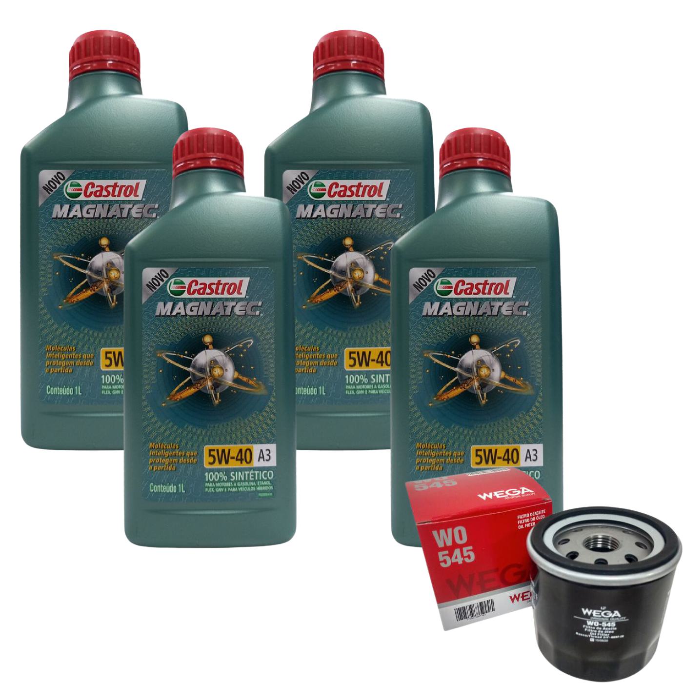 Kit Filtro e 4L Óleo Motor 5W40 Magnatec - Castrol / Wega - 3436621 / WO-545 - (1)