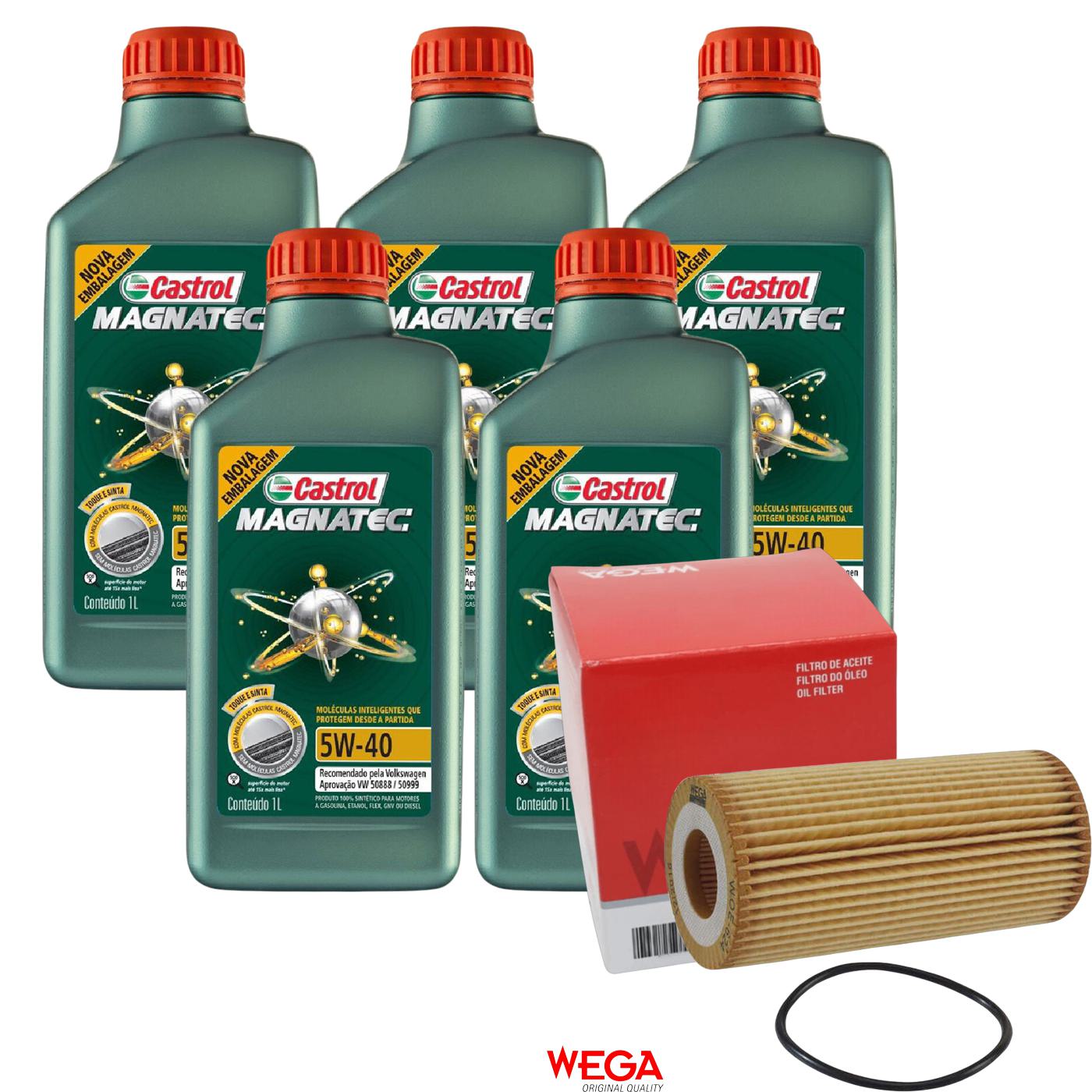 Kit Filtro e 5L Óleo Motor 5W40 Magnatec - Castrol / Wega - 3438139 / WOE-624 - (1)