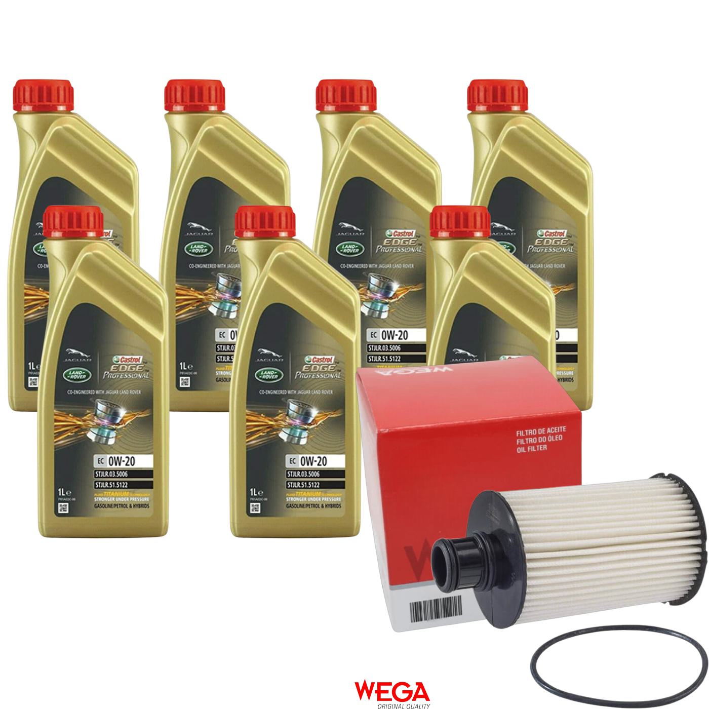 Kit Filtro e 7L Óleo Motor 0W20 Edge - Castrol / Wega - 3435390 / WOE-621 - (1)