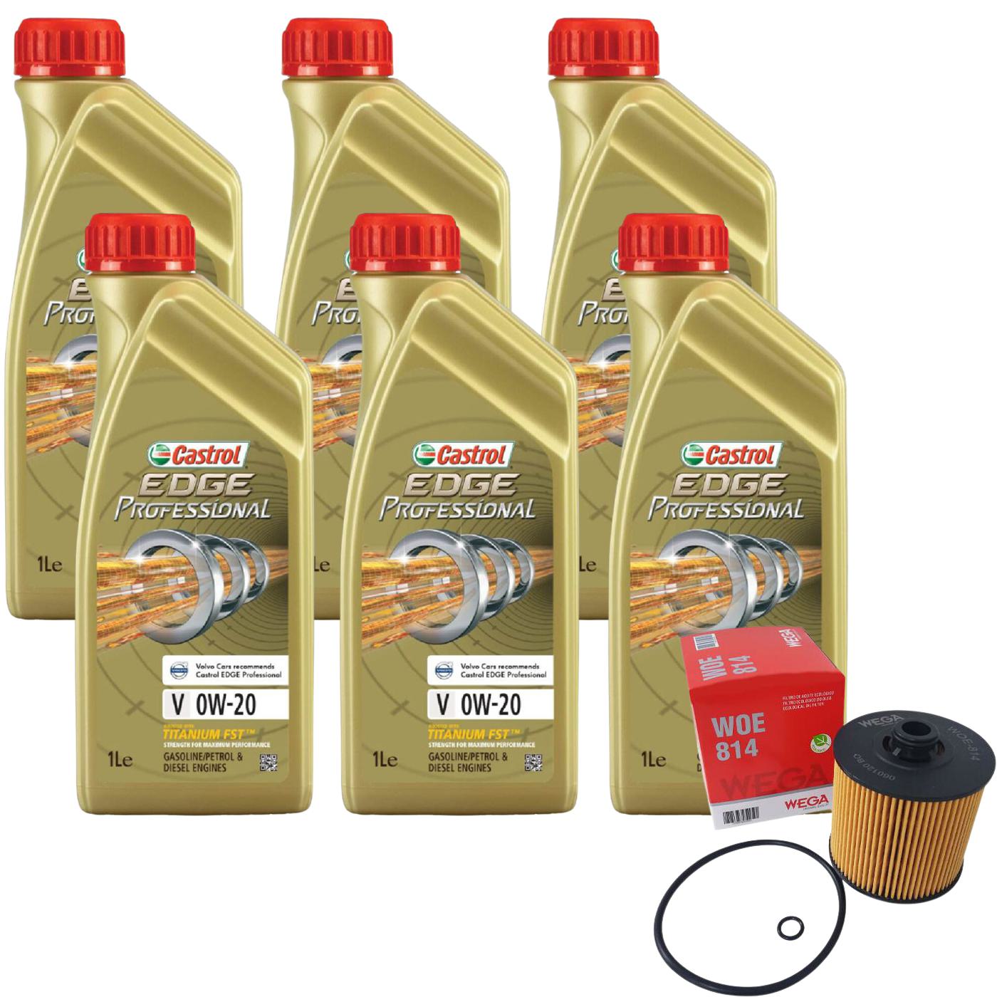 Kit Filtro e 6L Óleo Motor 0W20 Edge - Castrol / Wega - 3435230 / WOE-814 - (1)