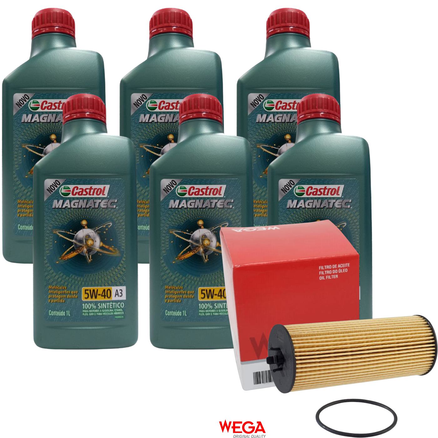 Kit Filtro e 6L Óleo Motor 5W40 Magnatec - Castrol / Wega - 3436621 / WOE-457 - (1)