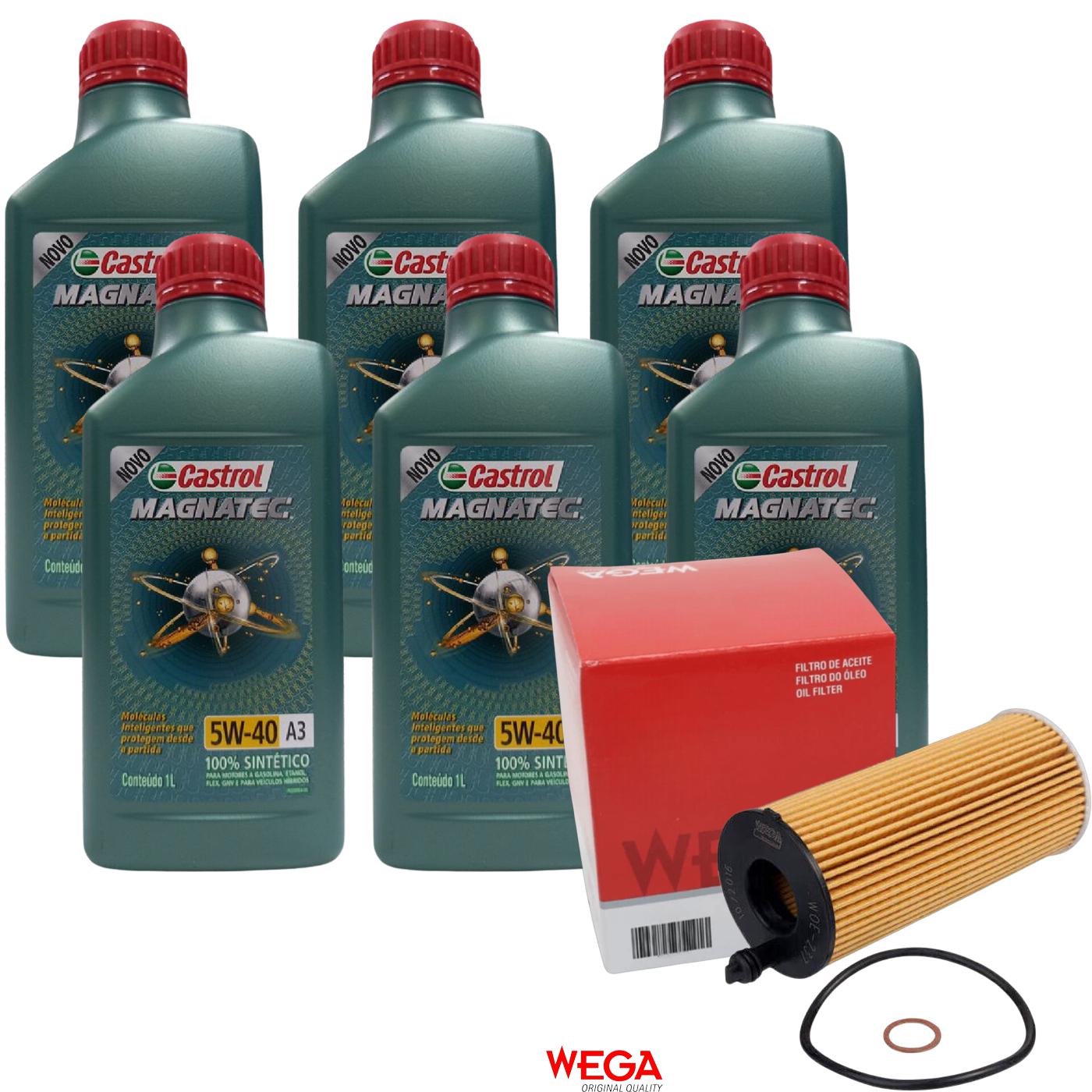 Kit Filtro e 6L Óleo Motor 5W40 Magnatec - Castrol / Wega - 3436621 / WOE-237 - (1)