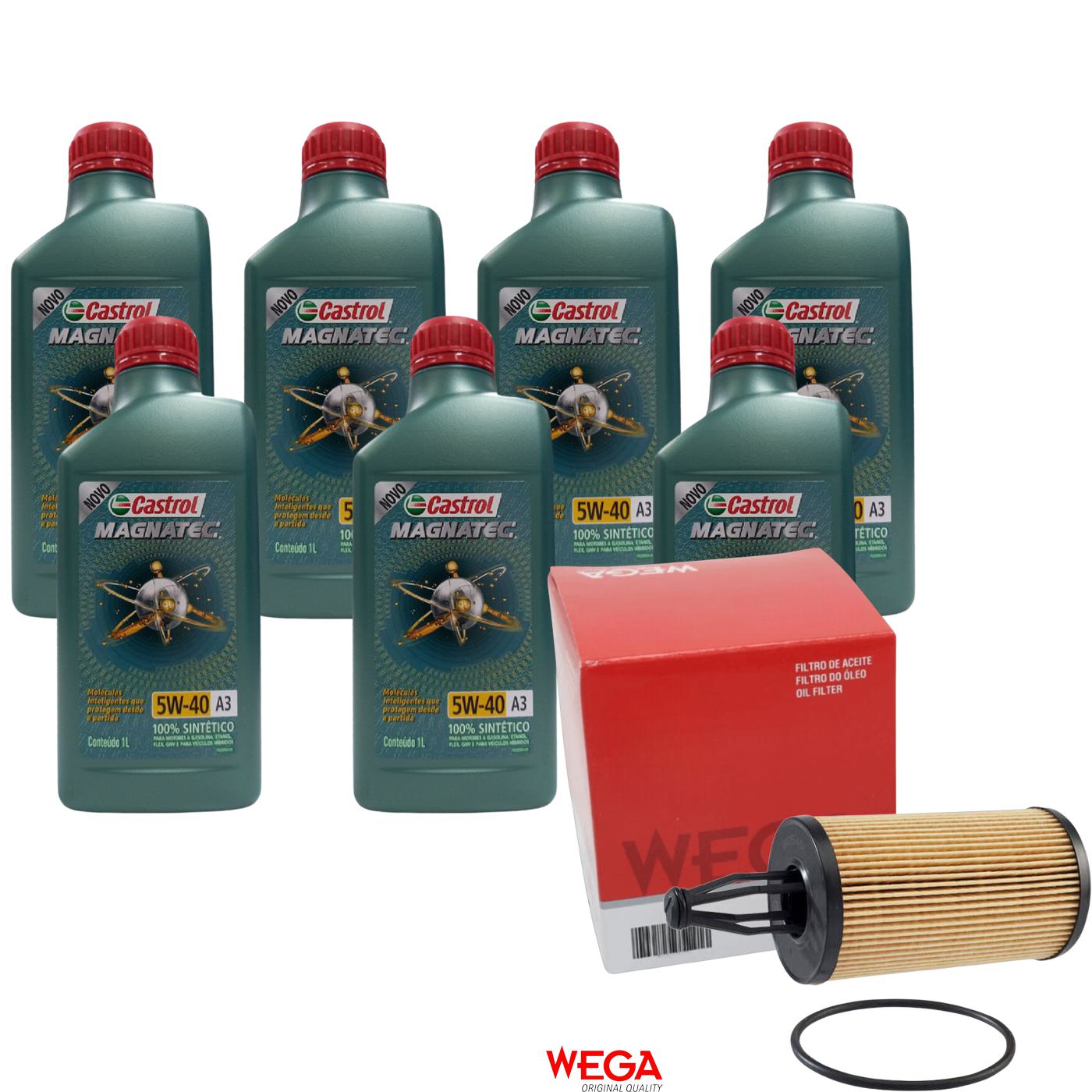 Kit Filtro e 7L Óleo Motor 5W40 Magnatec - Castrol / Wega - 3436621 / WOE-454 - (1)