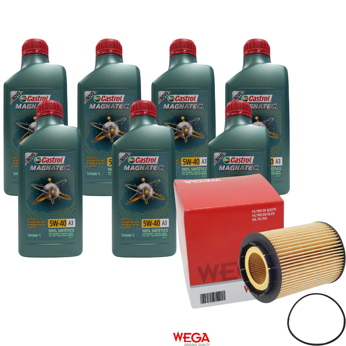 Kit Filtro e 7L Óleo Motor 5W40 Magnatec - Castrol / Wega - 3436621 / WOE-620 - (1)