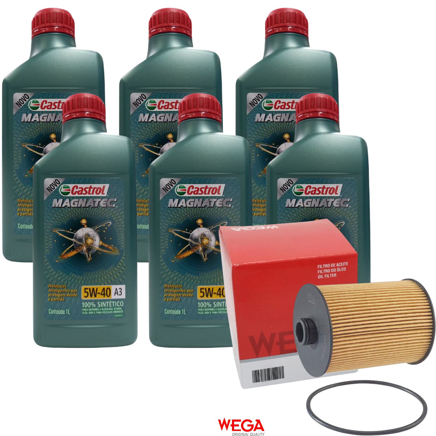 Kit Filtro e 6L Óleo Motor 5W40 Magnatec - Castrol / Wega - 3436621 / WOE-641 - (1)