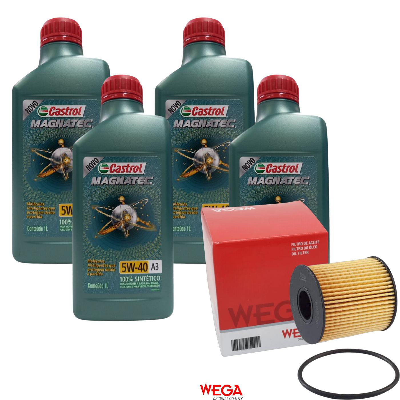 Kit Filtro e 4L Óleo Motor 5W40 Magnatec - Castrol / Wega - 3436621 / WOE-710 - (1)
