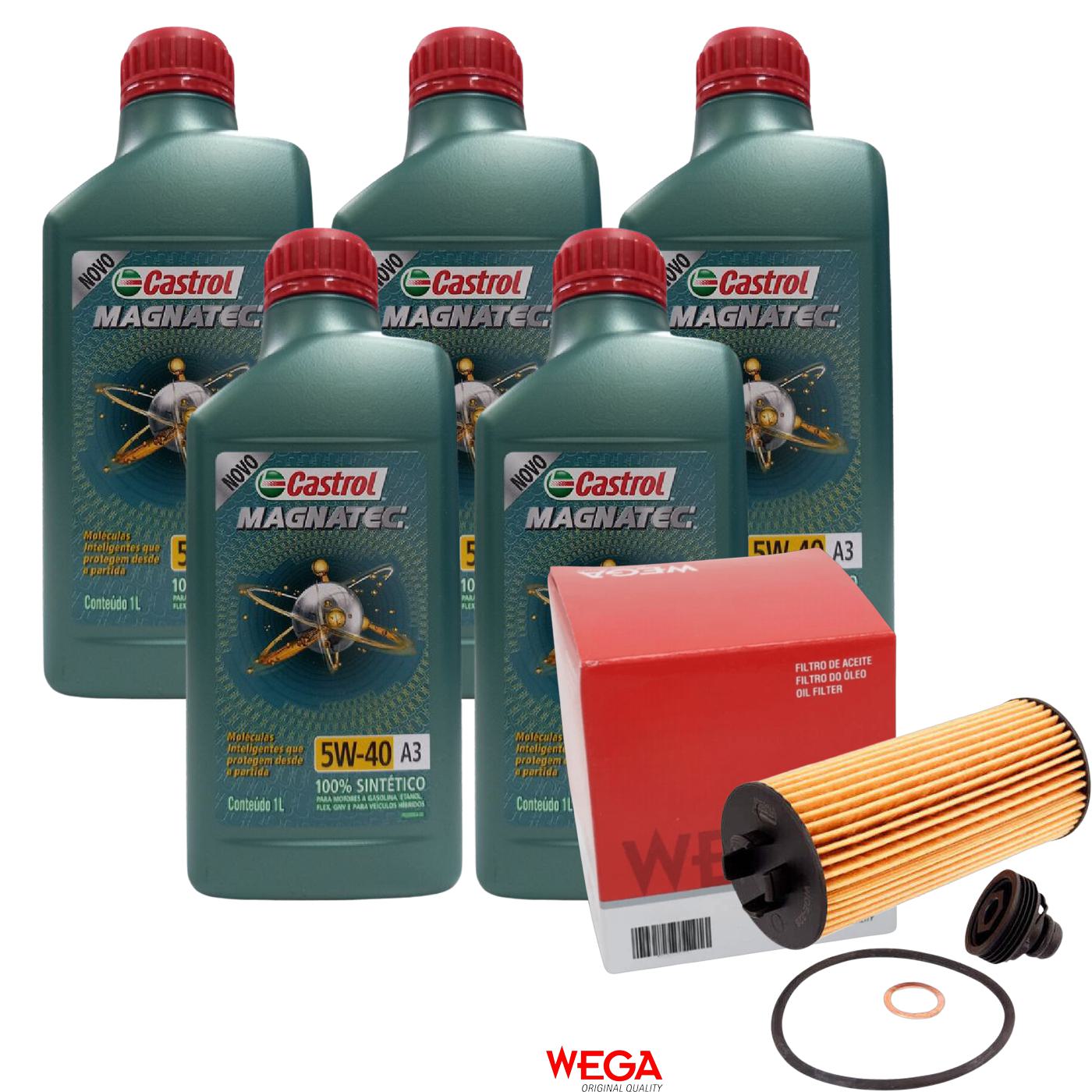 Kit Filtro e 5L Óleo Motor 5W40 Magnatec - Castrol / Wega - 3436621 / WOE-226 - (1)