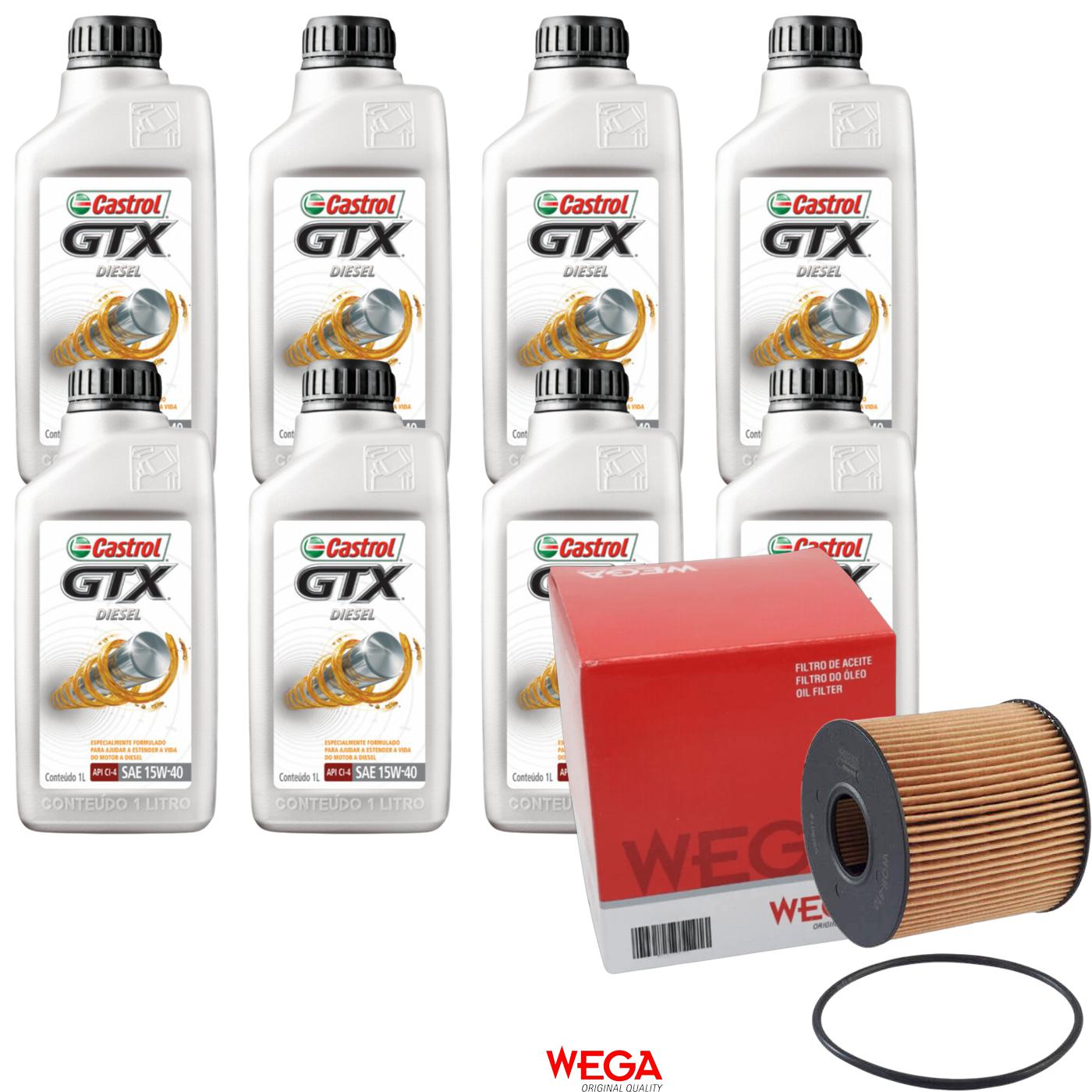 Kit Filtro e 8L Óleo Motor 15W40 GTX - Castrol / Wega - 3394863 / WOE-510 - (1)