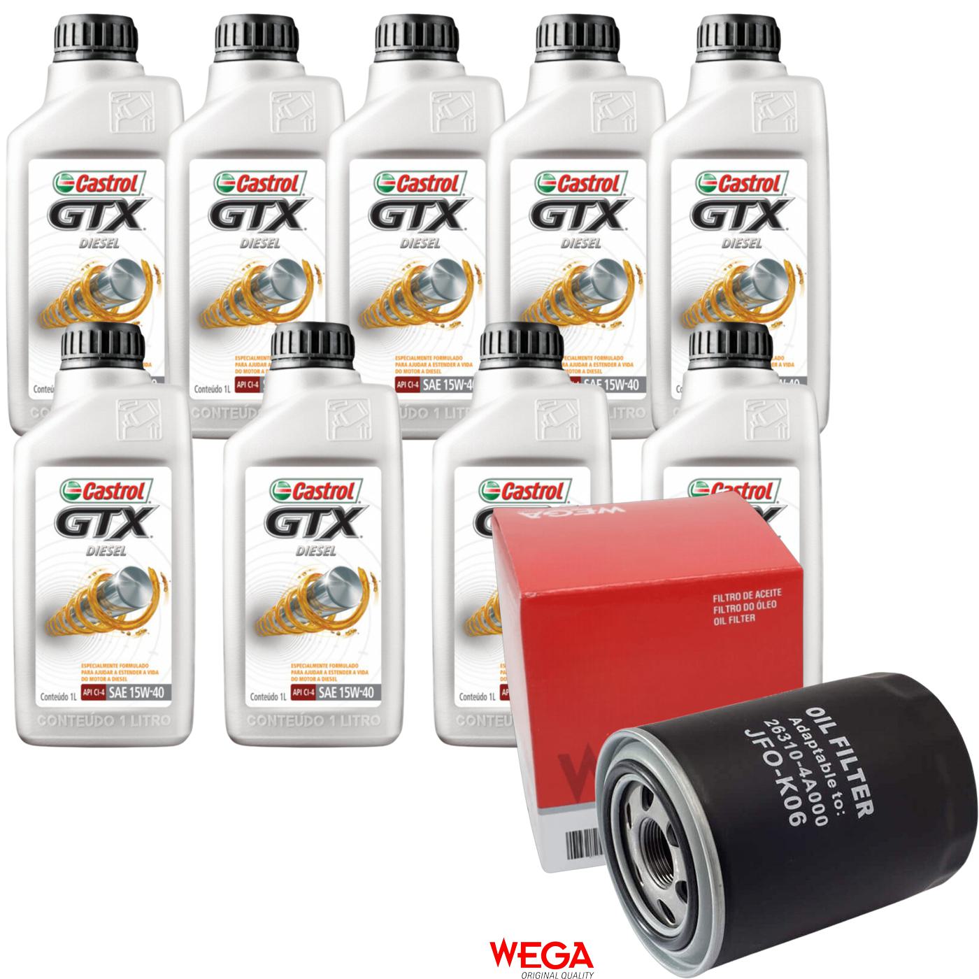 Kit Filtro e 9L Óleo Motor 15W40 GTX - Castrol / Wega - 3394863 / JFO-0K06 - (1)