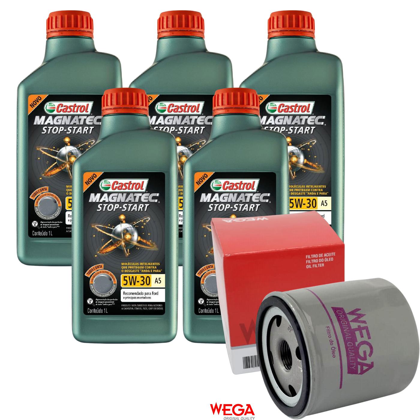 Kit Filtro e 5L Óleo Motor 5W30 Magnatec - Castrol / Wega - 3410930 / WO-140 - (1)
