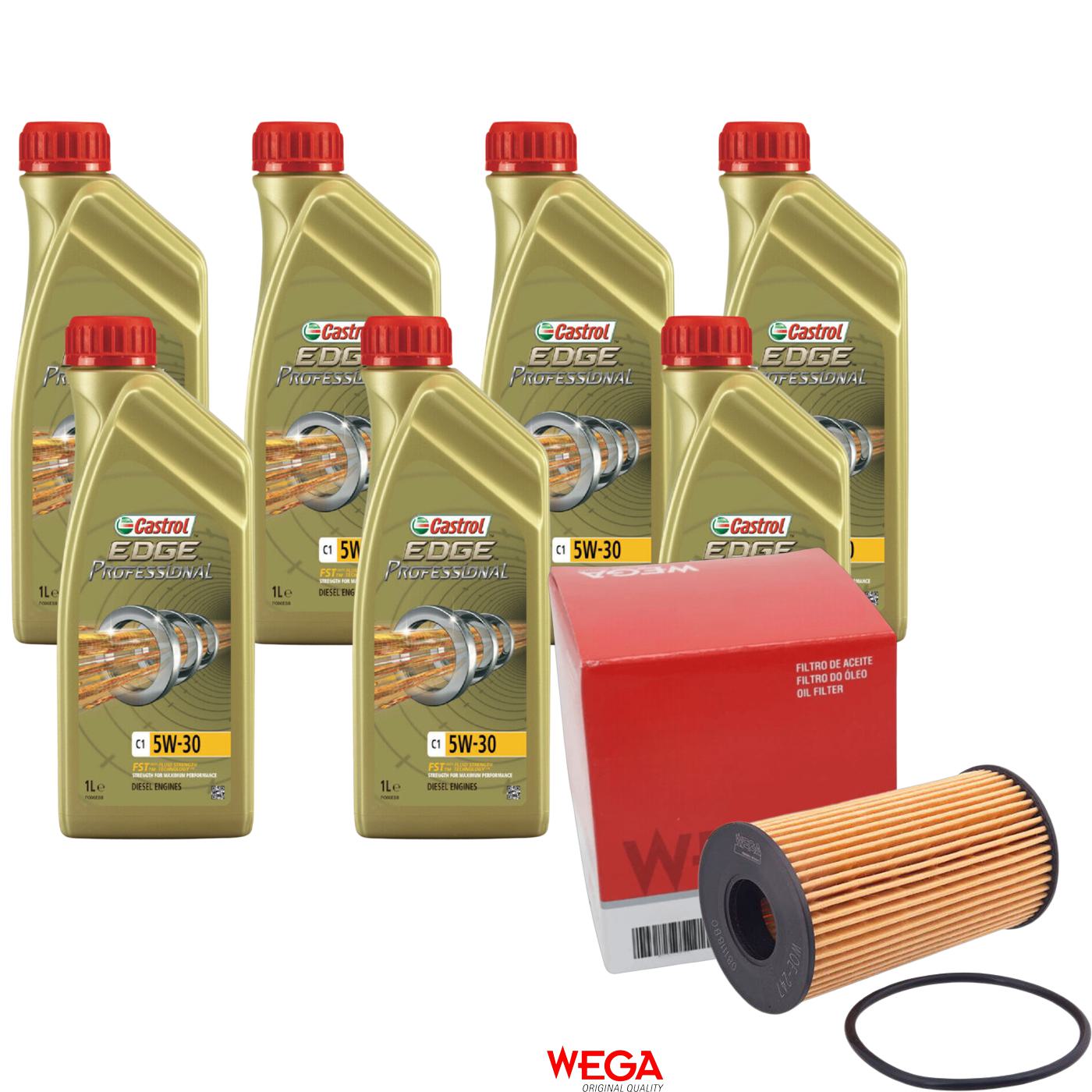 Kit Filtro e 7L Óleo Motor 5W30 Edge - Castrol / Wega - 3435580 / WOE-247 - (1)